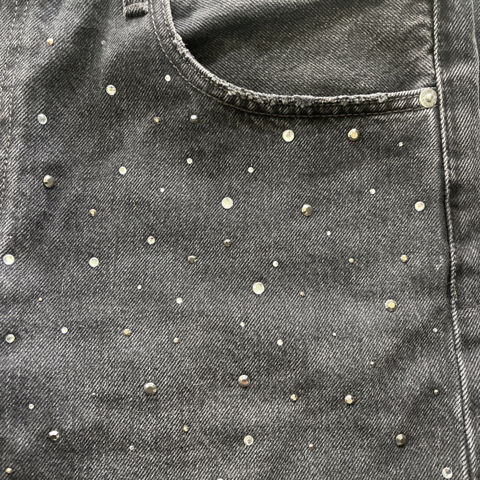 Levi’s Premium Ribcage Wide-leg Dazzle Me Smoke Black Denim Sparkle W33 L32 $180