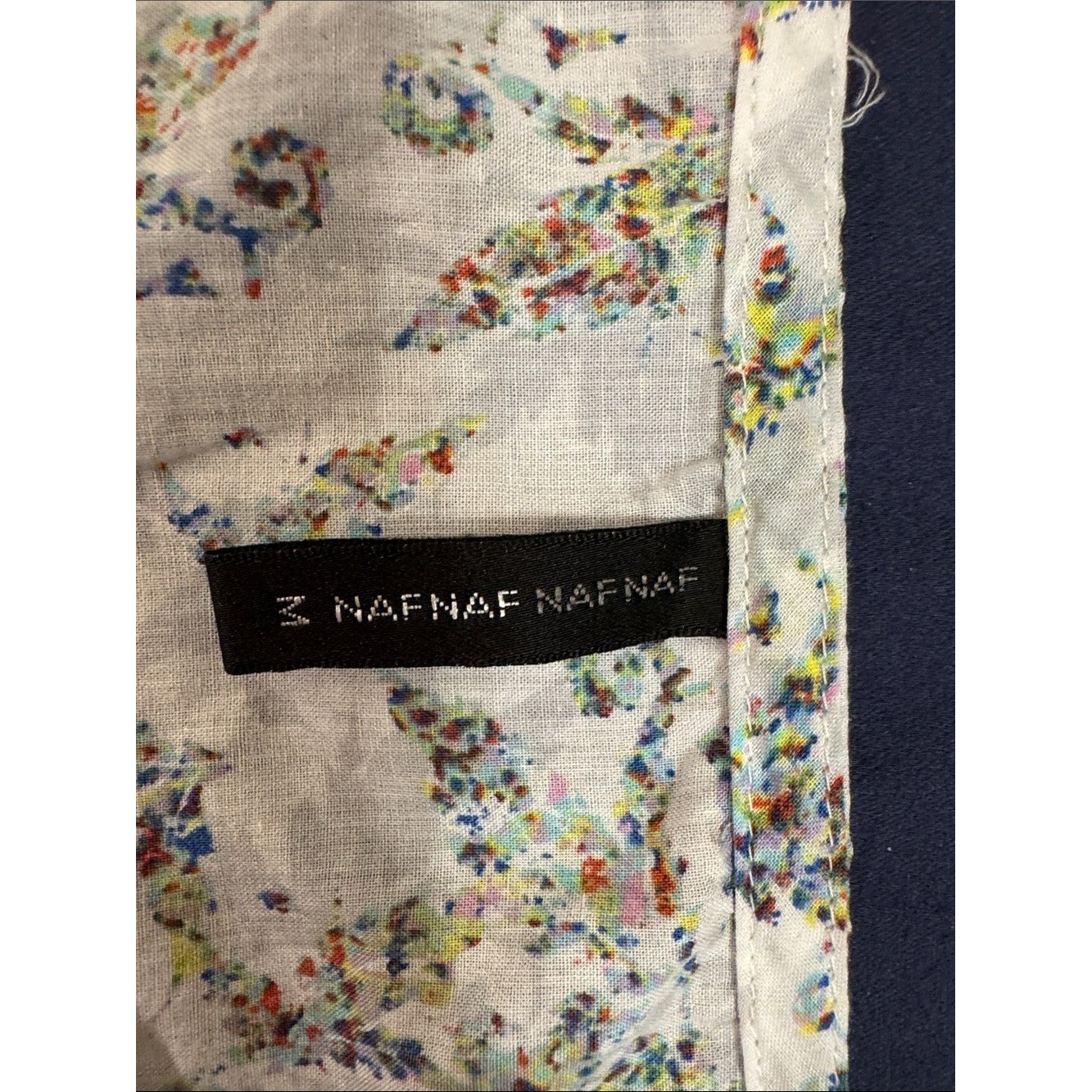 NAF NAF White Multicolor Floral Button-Down Blouse- Beach, Vacation, Summer