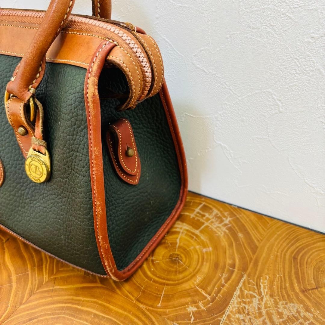 Dooney & Bourke Mini Boston Bag Green US 11.6in Pebbled Leather Vintage Japan