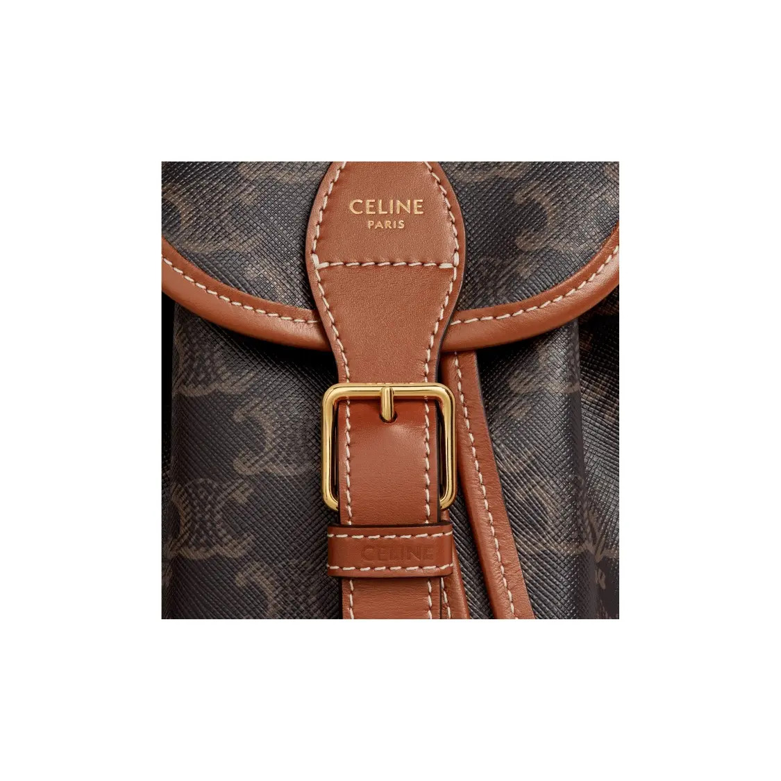 CELINE Triomphe FOLCO Canvas and Leather Mini Backpack Women 6.6x4x7.8 in