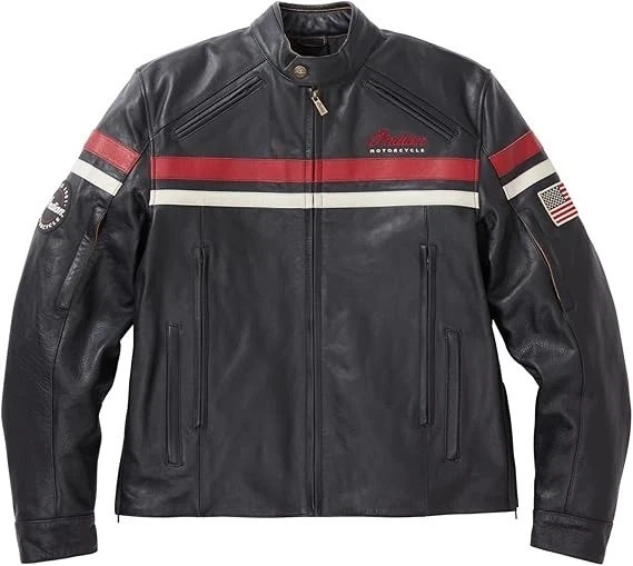Men’s Indian Motorcycle Genuine Leather Vintage Biker Riding Jacket
