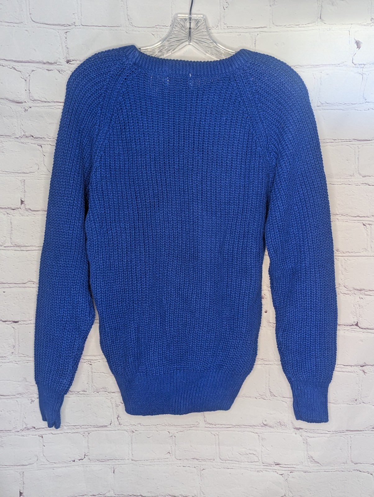 Vintage Picket & Post Women’s Royal Blue Crew Neck Knit Shaker Sweater Size M