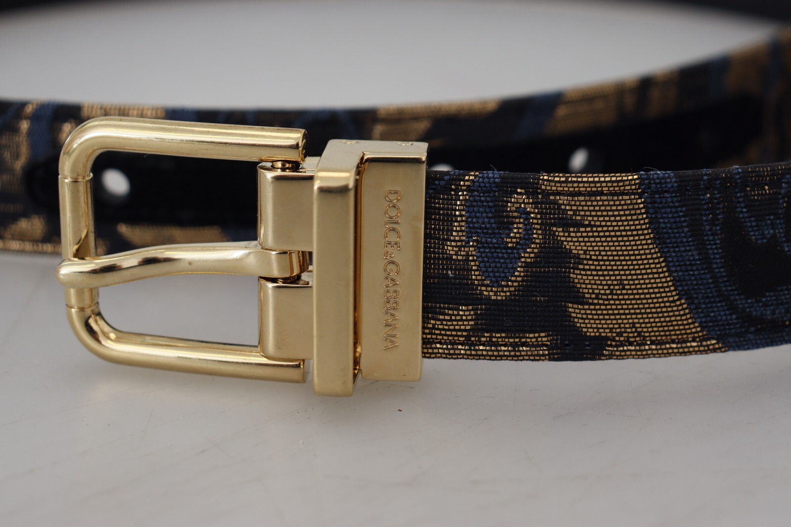 DOLCE & GABBANA Belt Multicolor Jacquard Leather Logo Buckle 75cm / 30in 700usd