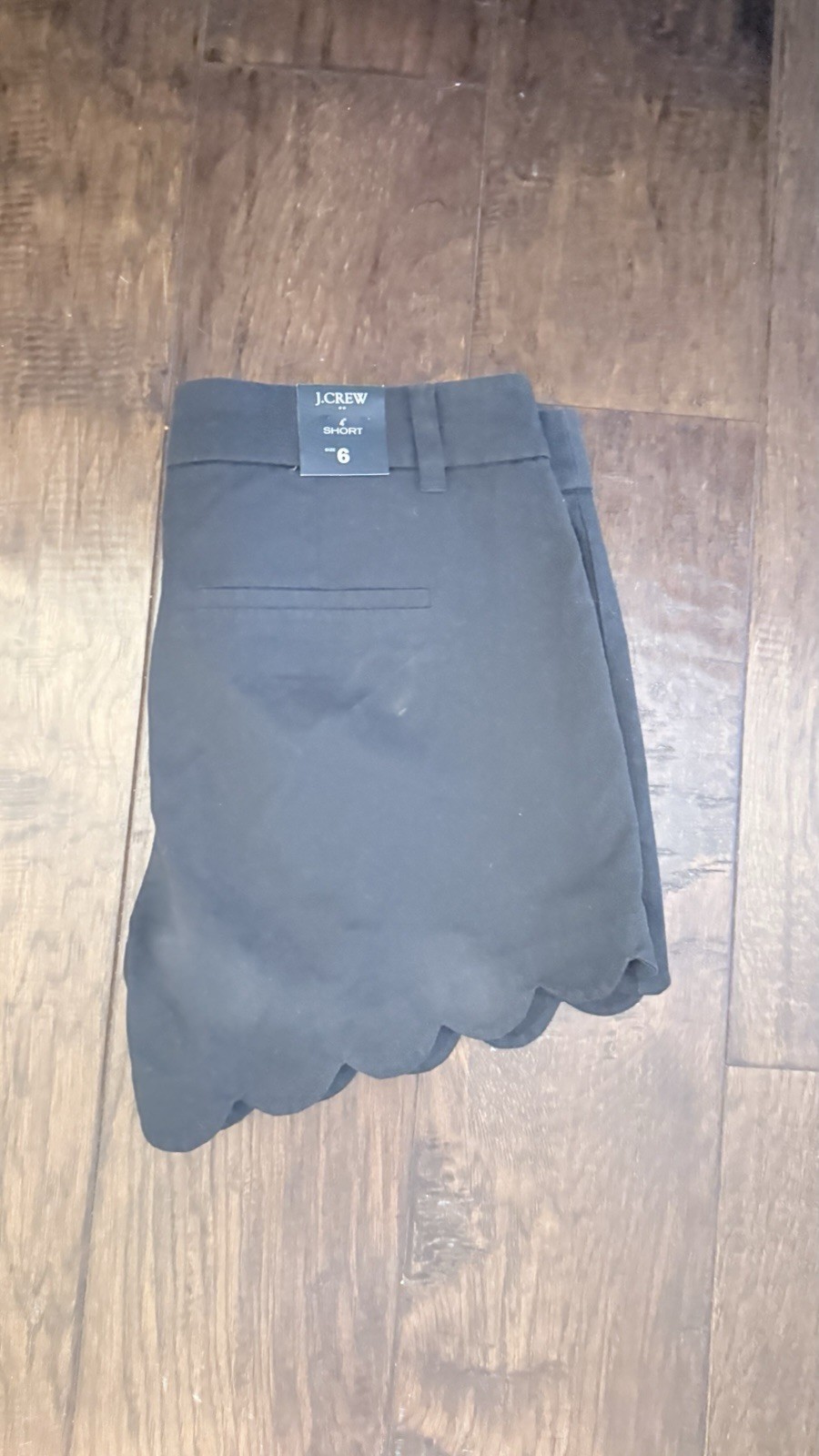 NWT J.Crew Factory Black Scalloped Hem Chino Shorts Women’s Size 6 Cotton
