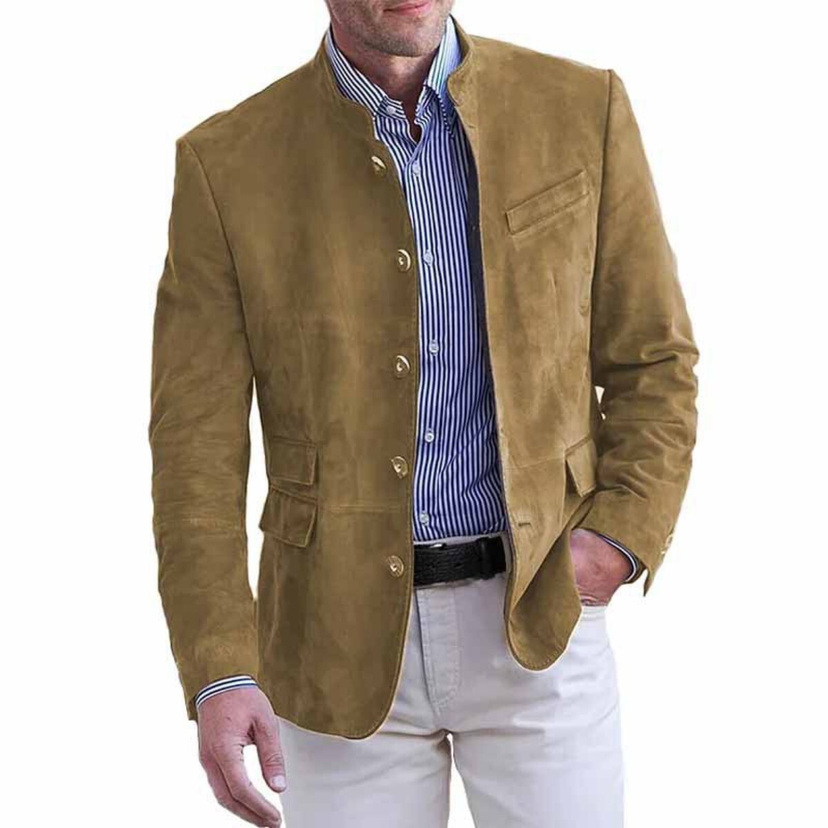 Men’s Suede Blazer Winter Warm Leisure Soft Comfort Coat Thick Jacket Top AU