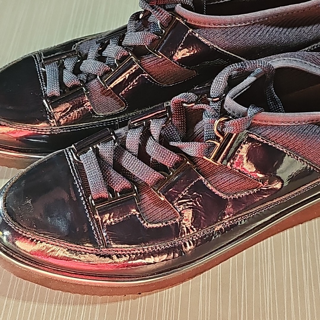 Ron White Noki Stretch Fabric & Crinkle Nappa Leather Wedge Sneaker 37.5 (US 7)