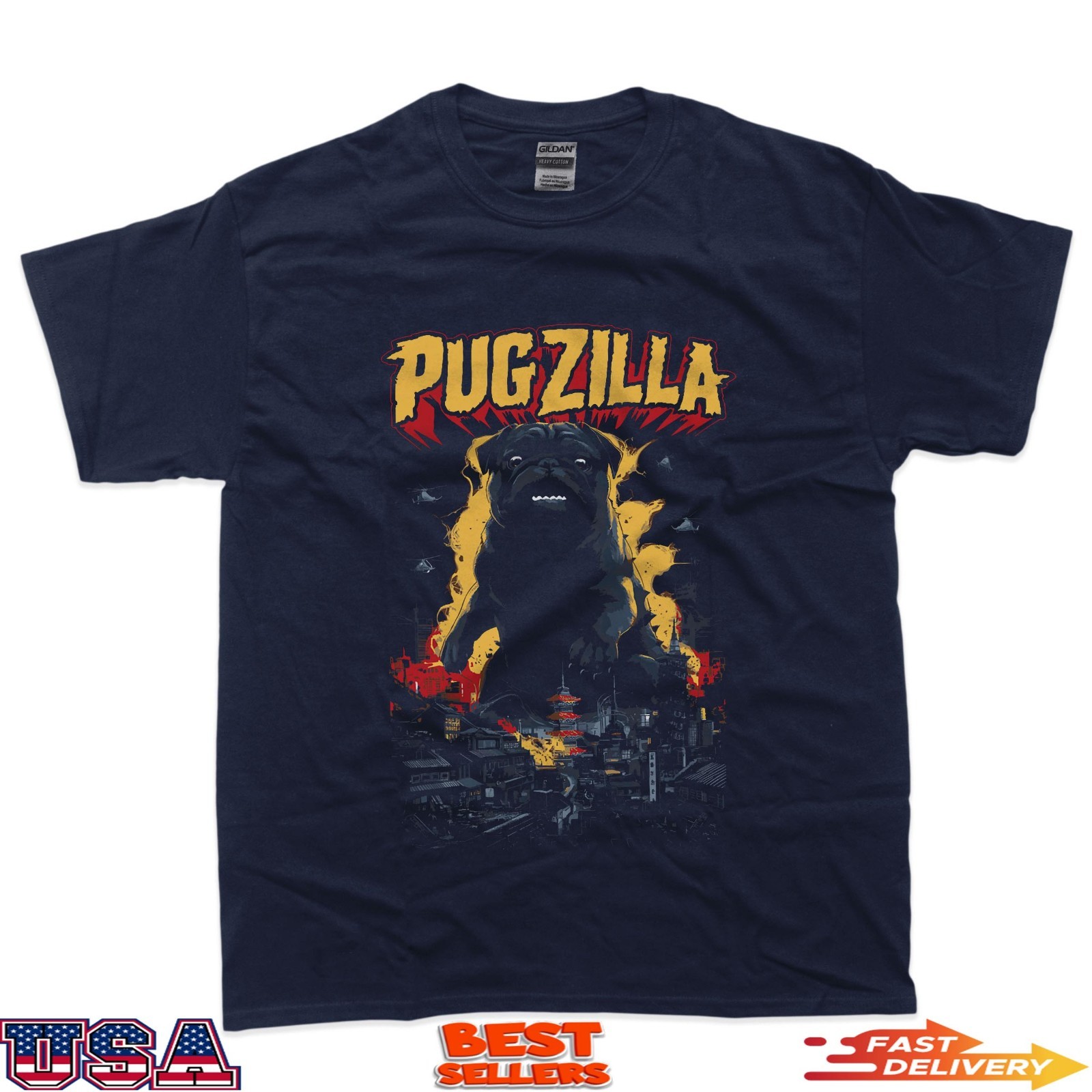 Pugzilla Funny Pug Lover Pug Owner T-Shirt