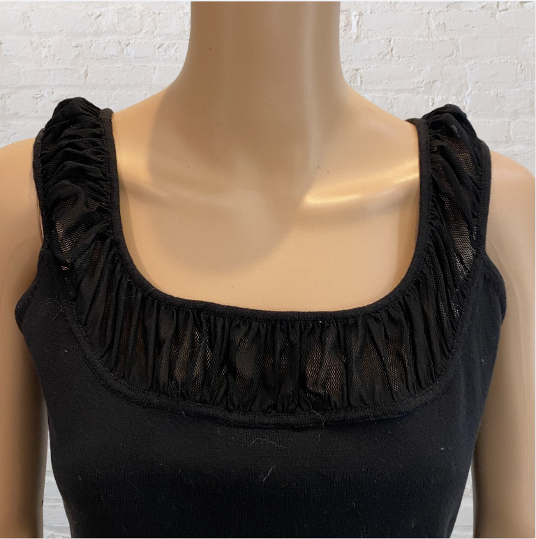 AXCESS — Black Tank with Mesh Collar, Sleeveless, Cotton