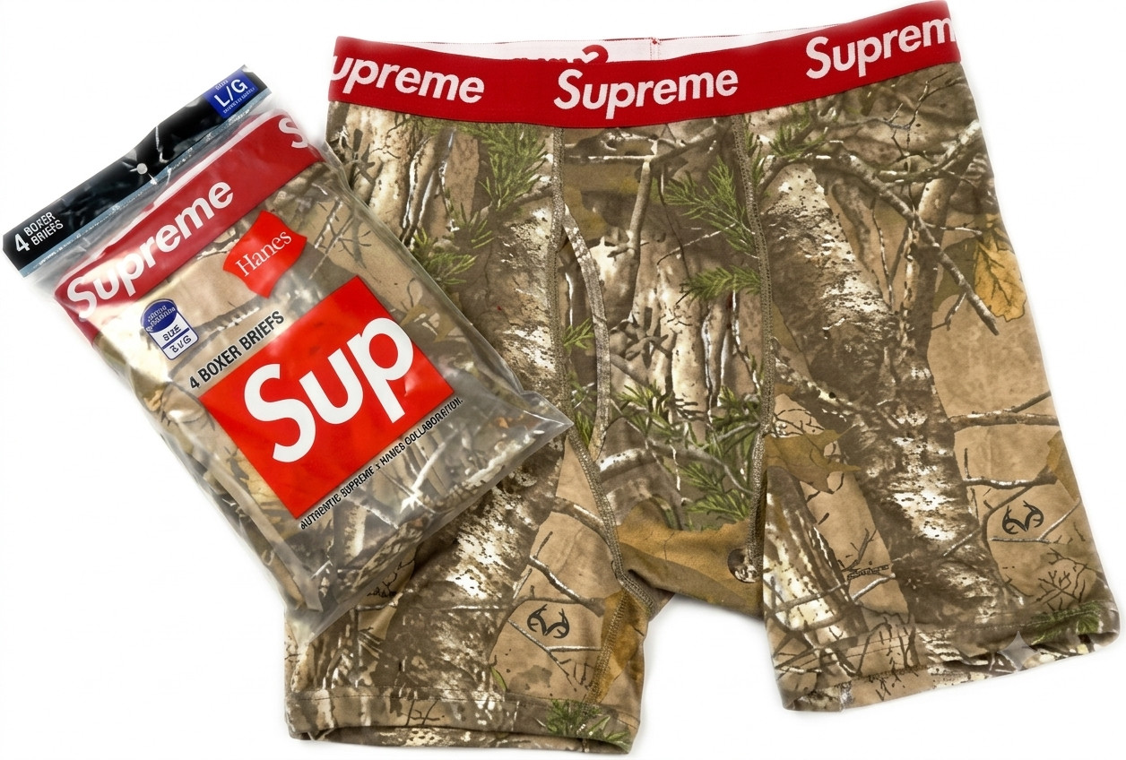 Supreme Hanes Men’s Boxer Briefs 2 Pack Cotton Underwear Multicol Sizes M L New