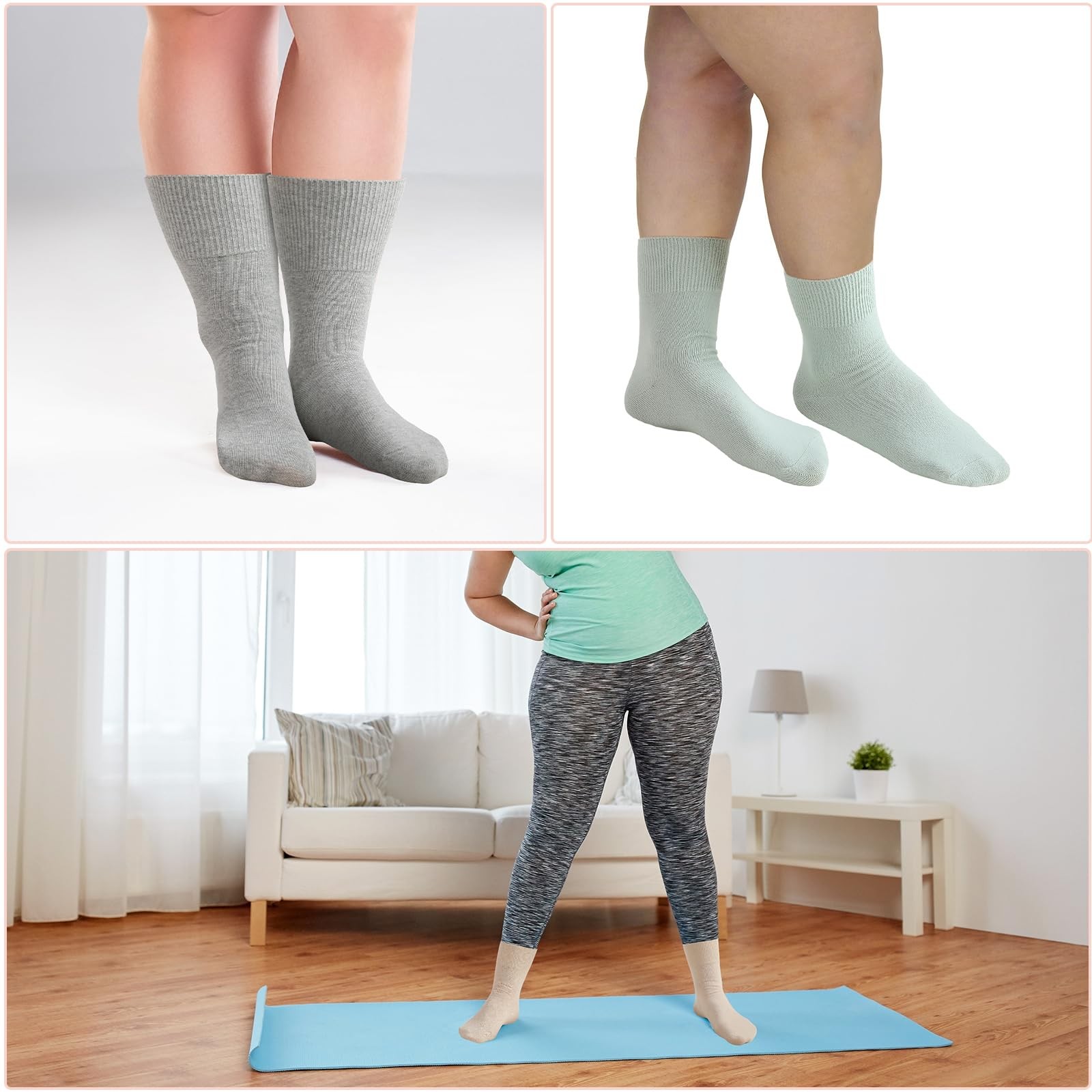 12 Pair Socks for Men Diabetic Colorful Non Binding Socks Cotton Ankle Loose …