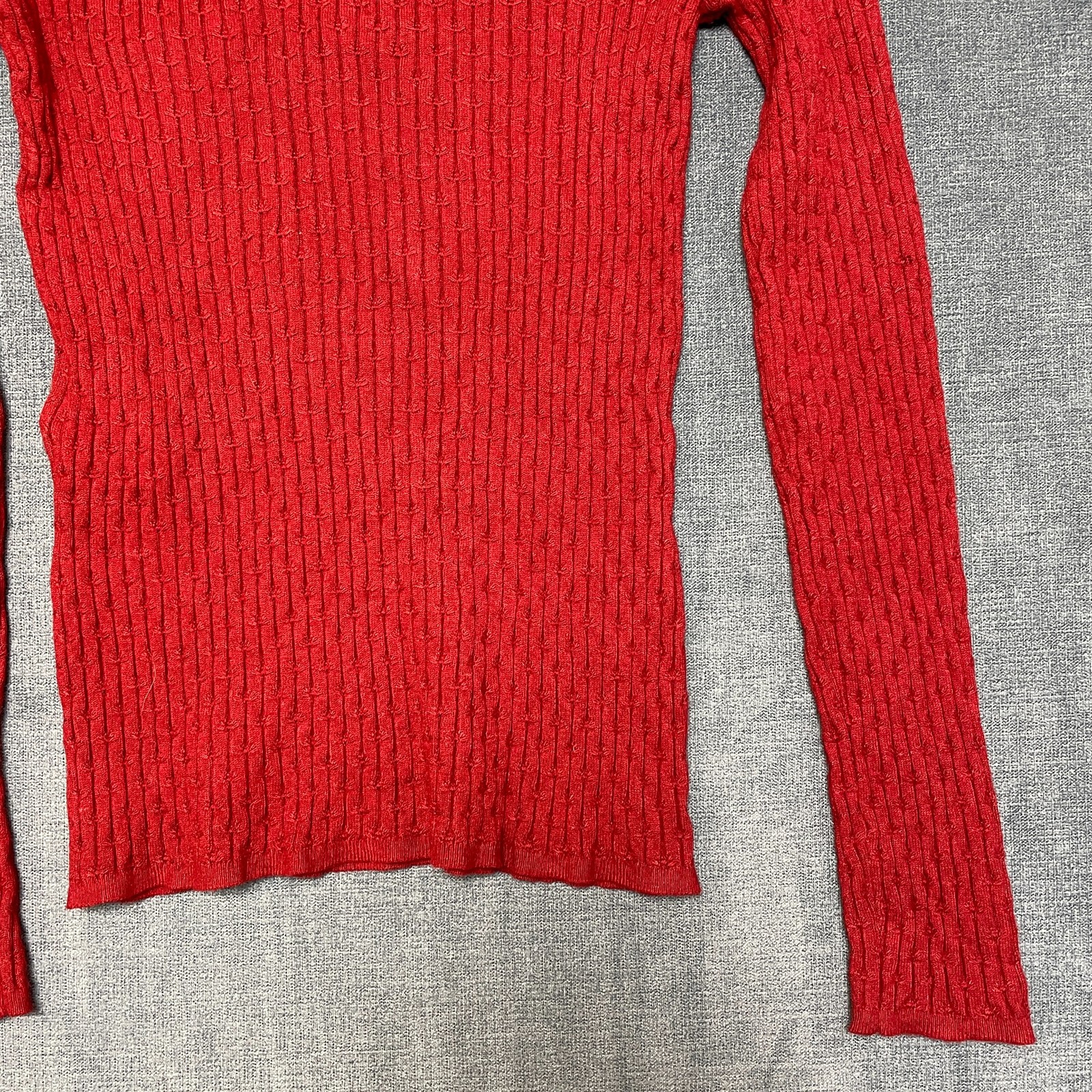 La Maille Sezane Sweater Womens Medium Red Ribbed Knit Round Neck Winter Wear