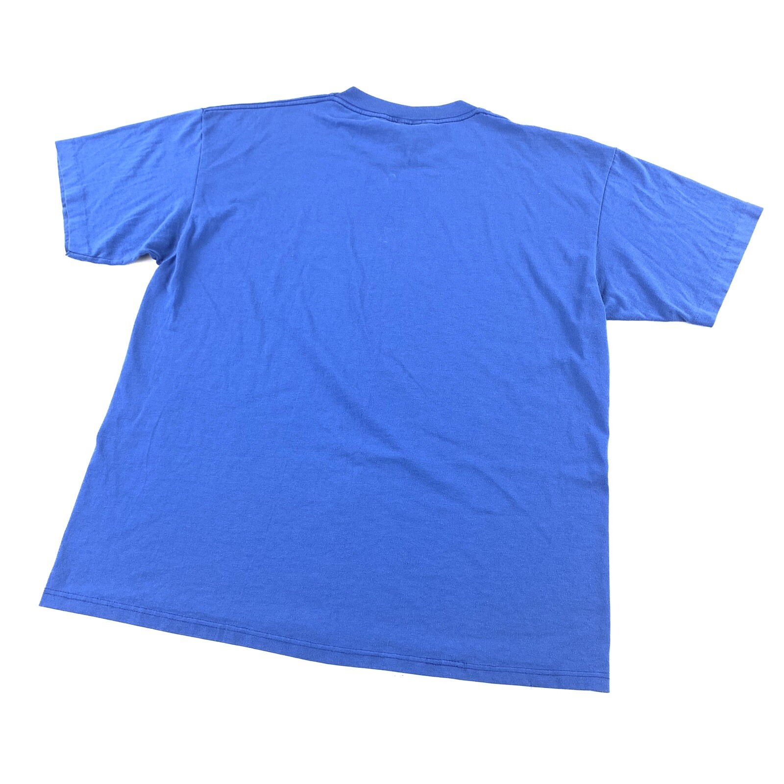 Vintage 90s Cal Cru Single Stitch Blank Blue T Shirt XL Made In USA 50/50