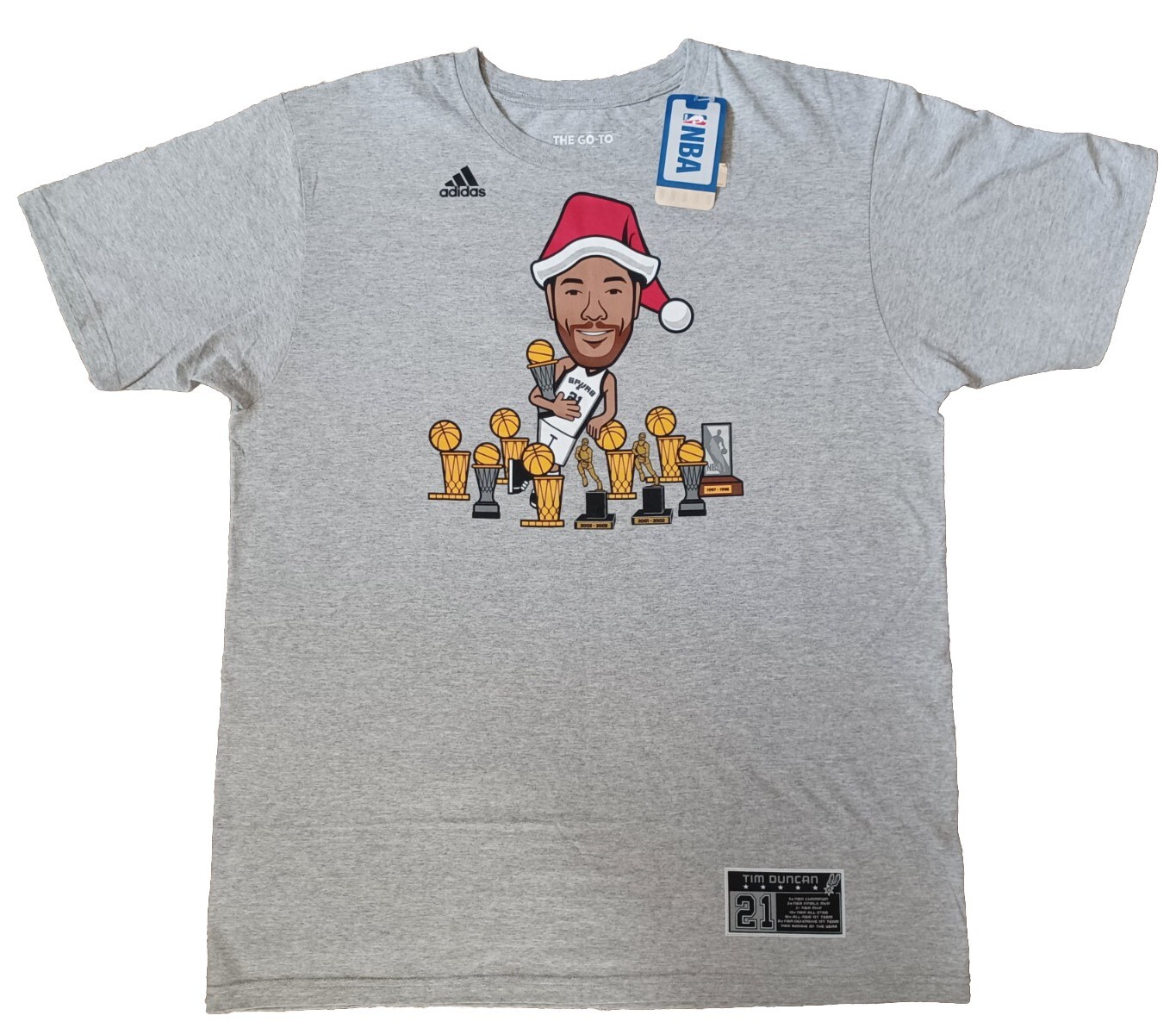 San Antonio Spurs NBA Adidas Tim Duncan T-Shirt Large Men