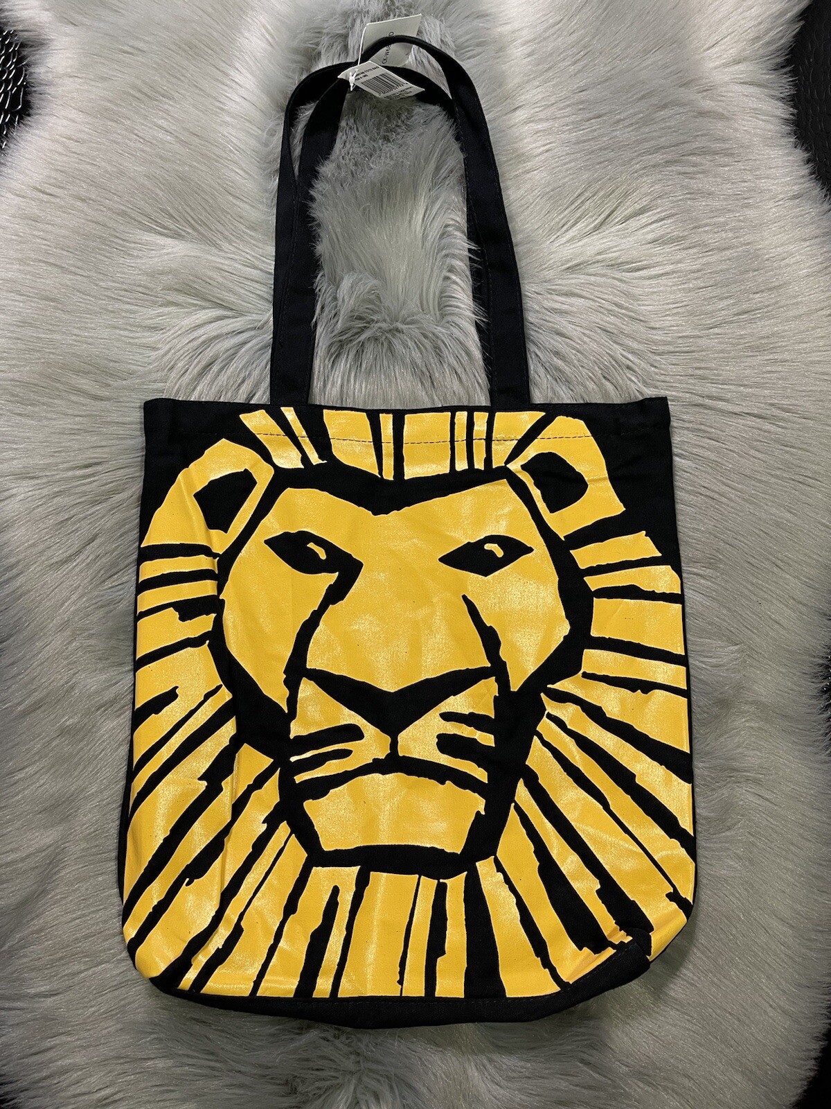 NOS Lion King Cotton Canvas Black Yellow Print Tote Bag 14”x13.5” New