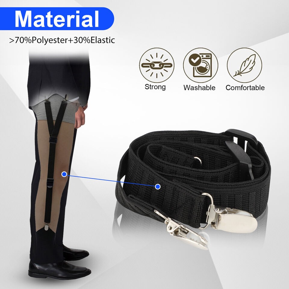 2Pcs Y-Shape Shirt Stays Rugged Design Adjustable Comfortable Garters Non-Slip
