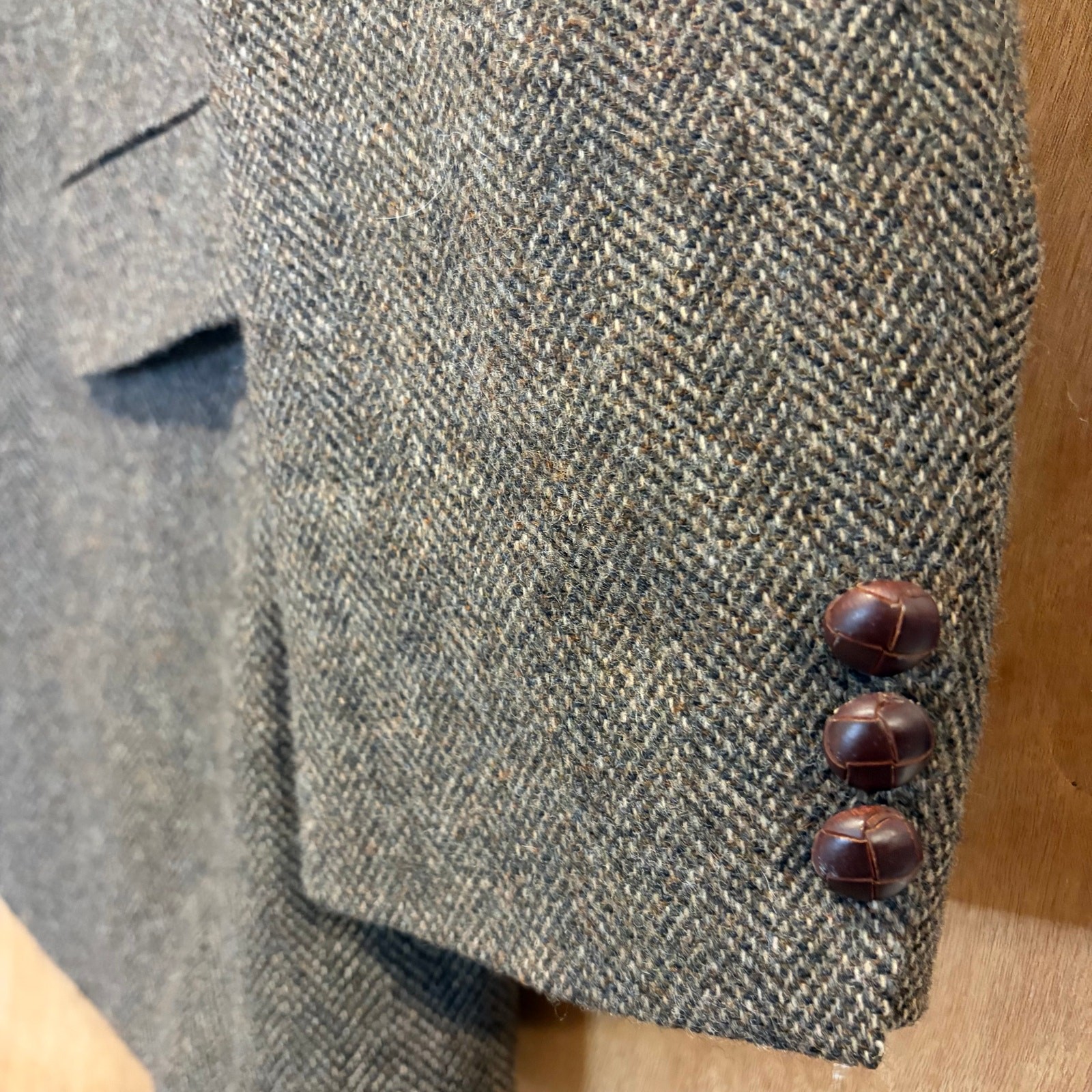 Vintage Deansgate 100% Wool Herringbone Blazer 41R 2-Button Sport Coat Tweed