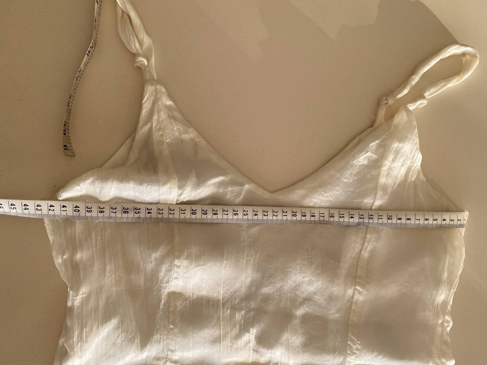 MAX & DG Italy White Silk cami top Black sequin Spaghetti Petite 160/84A NWOT