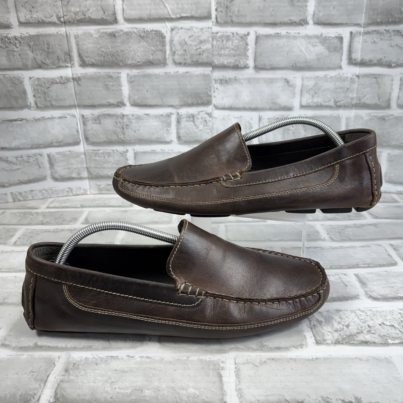 JF J Ferrar Men’s Size 11 Brown Leather Slip On Moc Driving Loafer Shoes