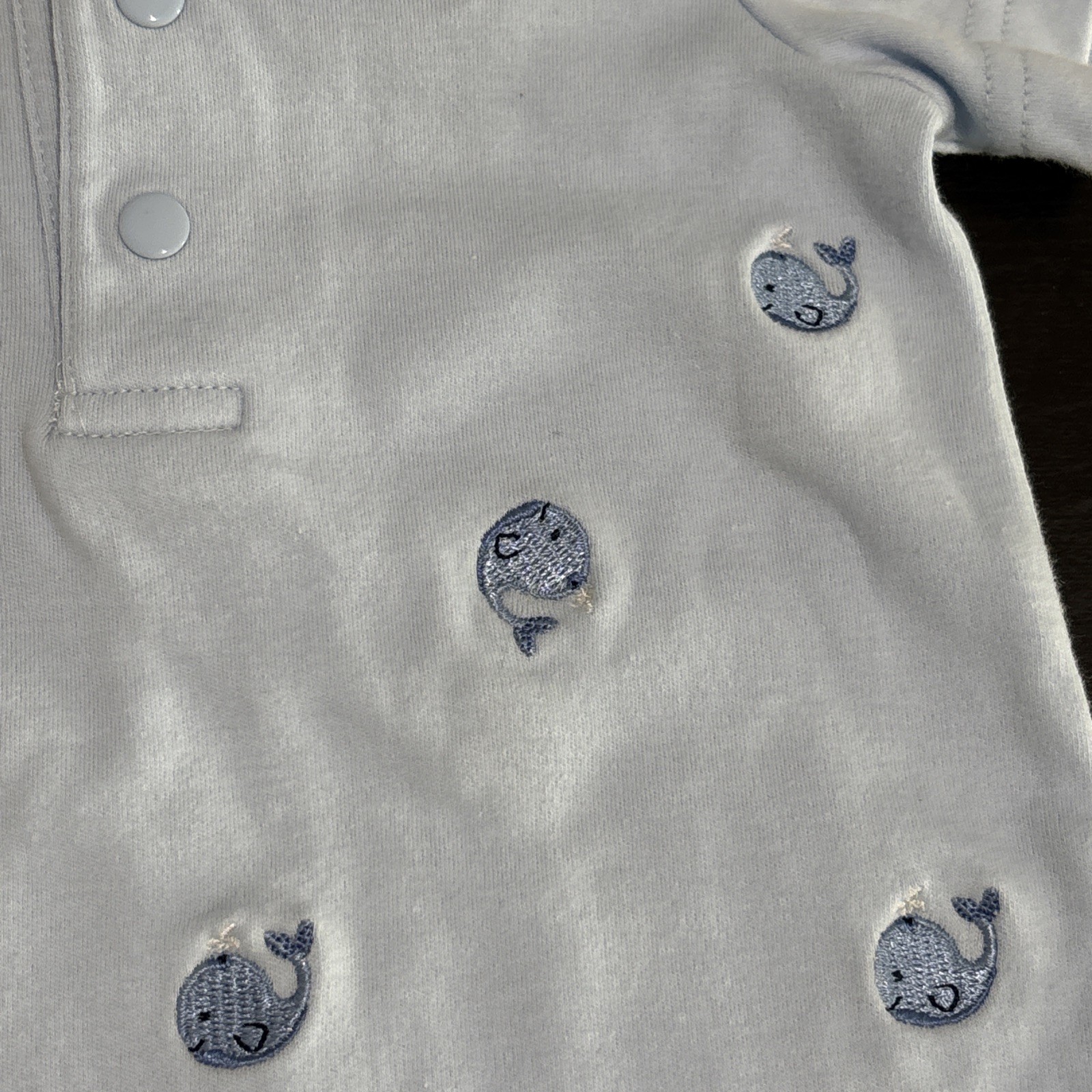 First Impressions Baby Boy Summer One Piece Outfit 6-9 Months Embroidered Whale