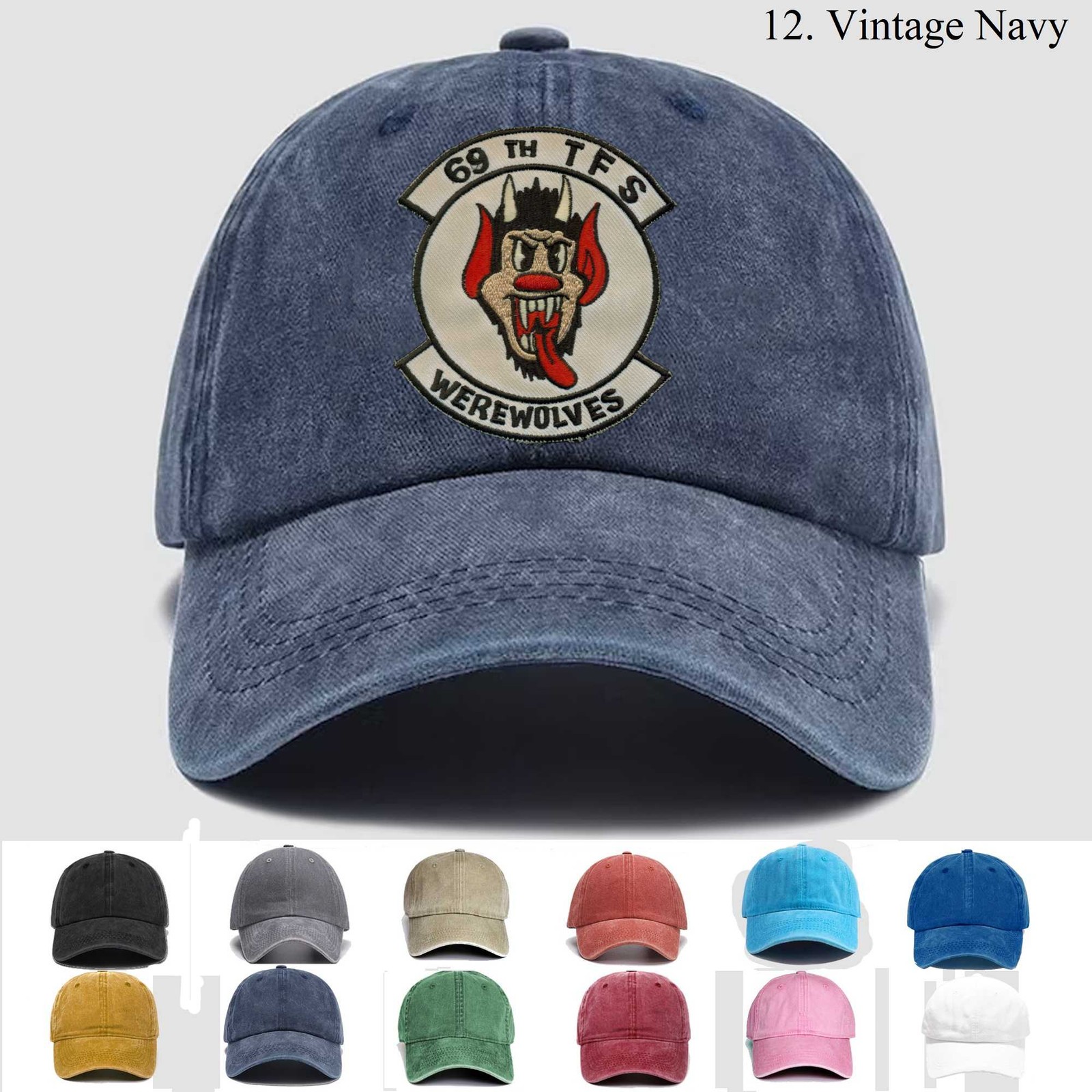 Customized Embroidered Hat Usaf 69th Tactical Fighter Sq Werewolves, Trucker Hat