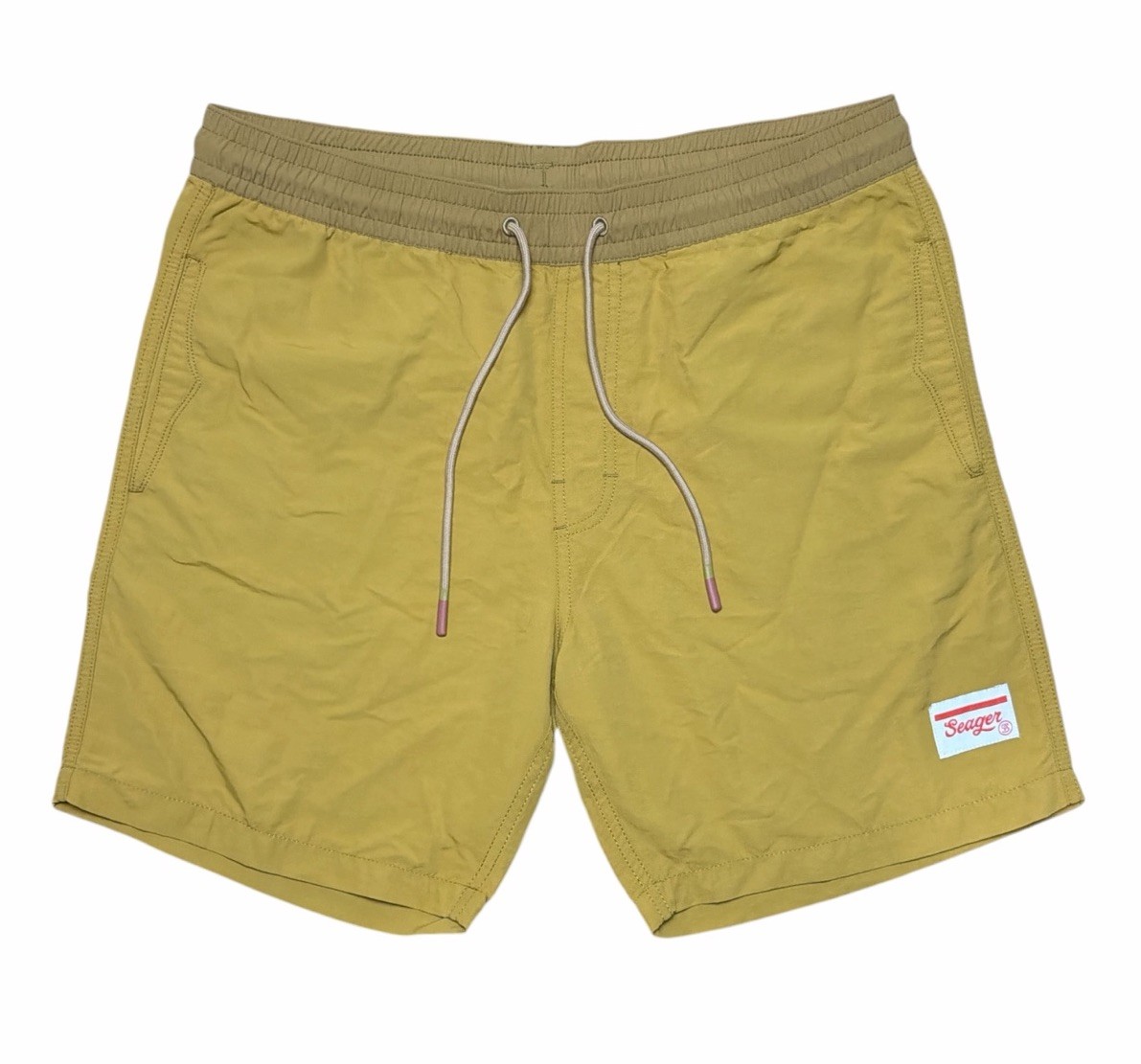 Men’s SEAGER Co. Mustard Yellow Large Hiking Outdoor Elastic Waist Shorts