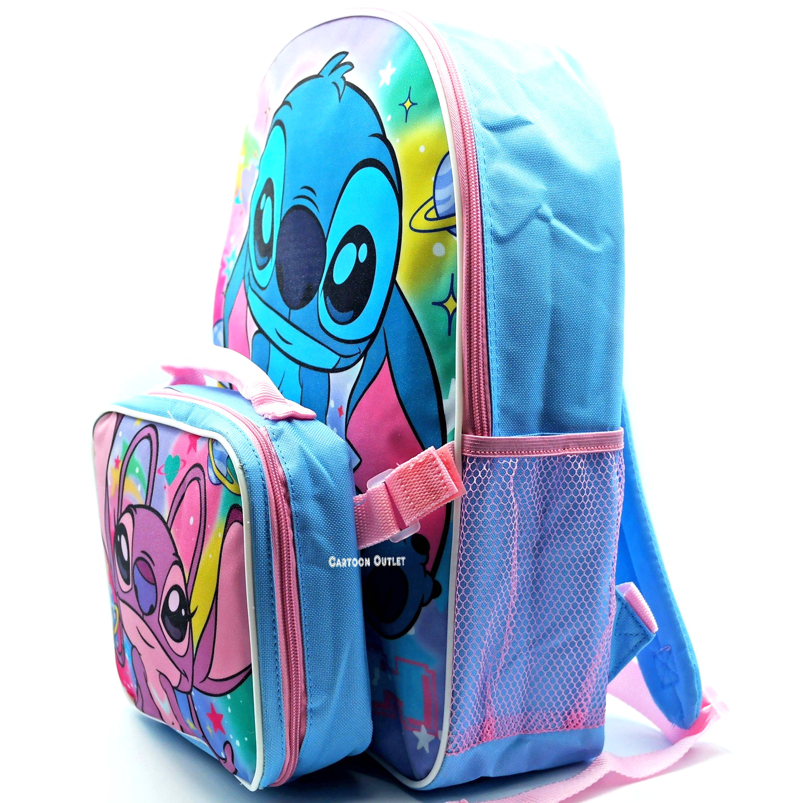 Disney Lilo & Stitch Angel w/Lunch Bag Backpack Set 16″ School Book Bag New