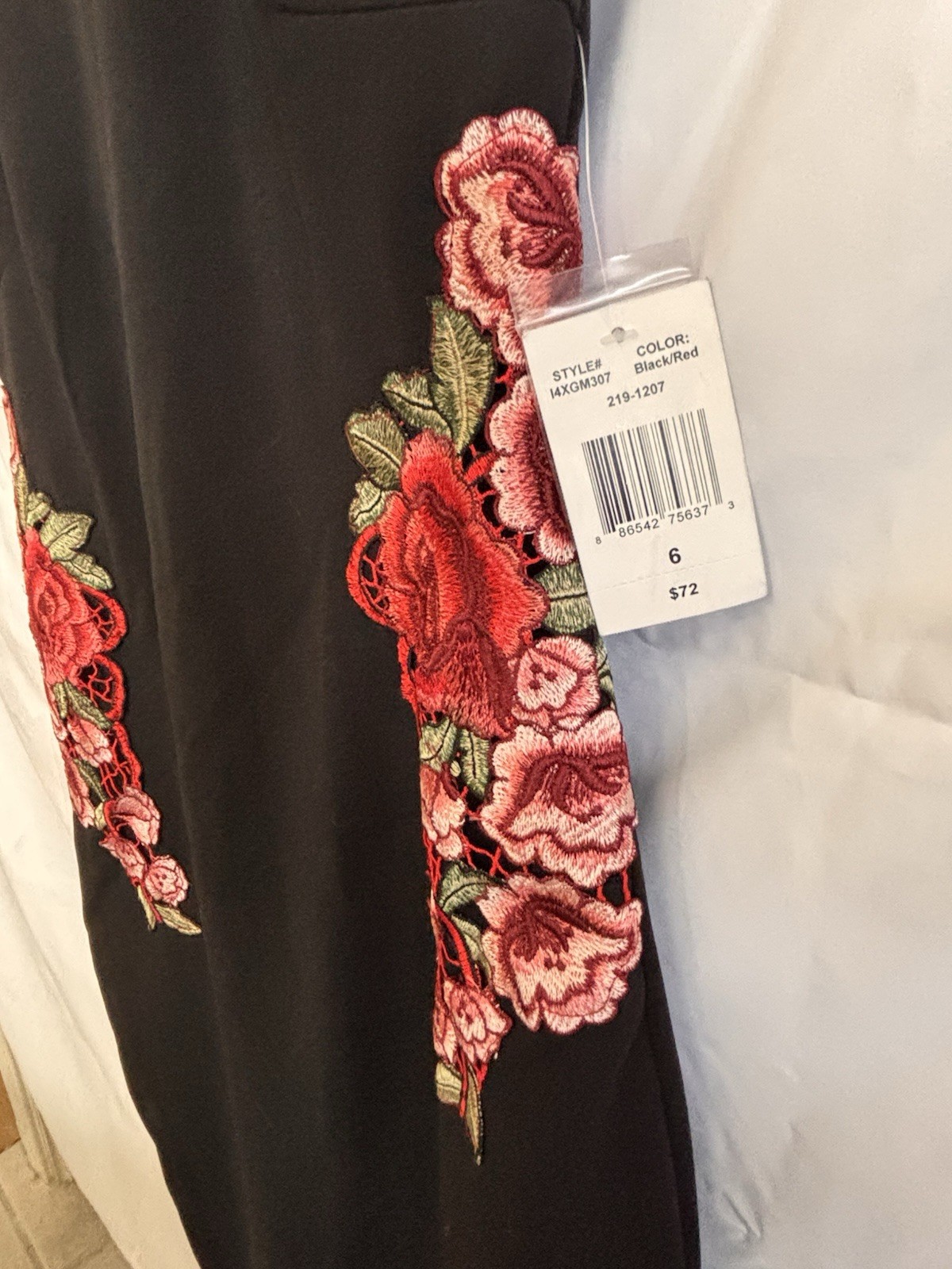 Rebecca b Black Dress With embroidery roses on side Size 6