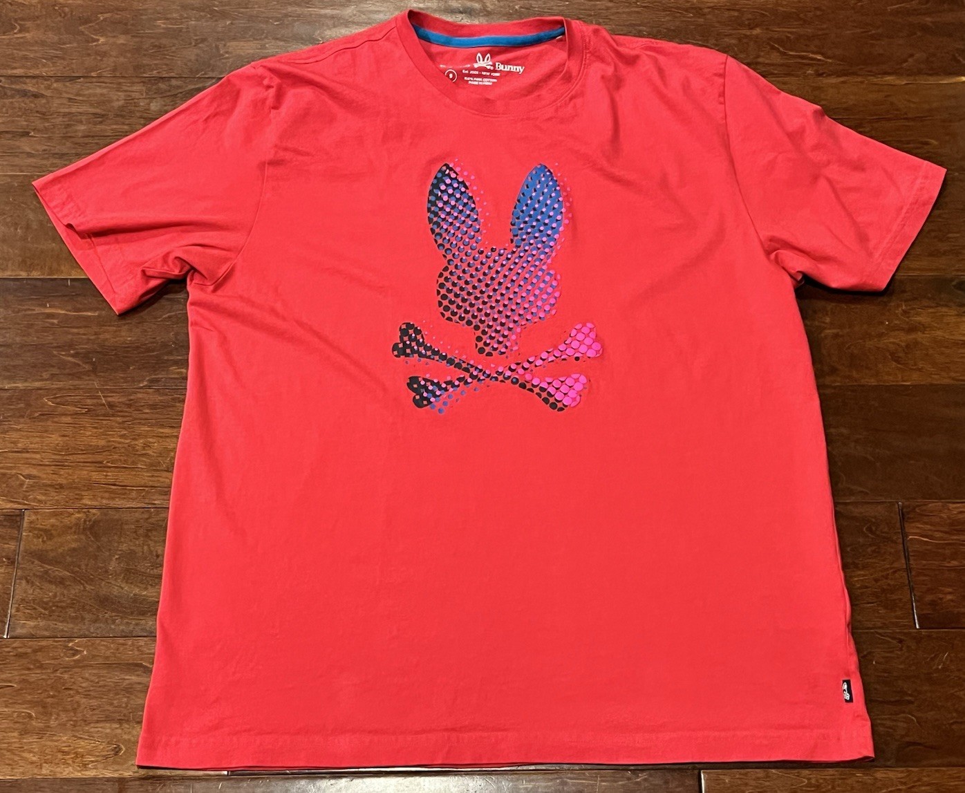 Psycho Bunny Red Blue Big & Tall Mens 3XL 9 Big Bunny Chest Logo T Shirt