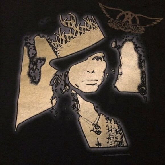 Aerosmith Steven Tyler Nine Lives Tour Shirt Black Men All size T-shirt E565