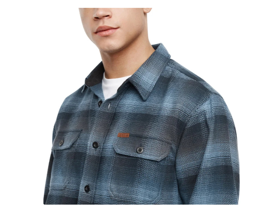 Orvis Men’s Flannel Shirt Regular Fit Heavyweight Cotton Plaid Blue Size XL