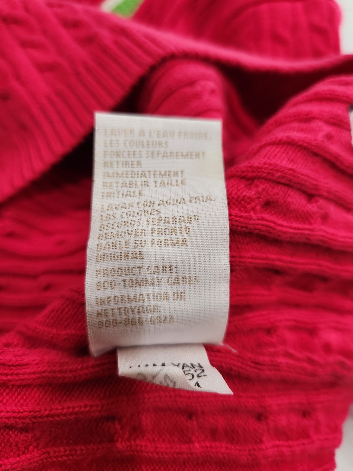 Tommy Hilfiger Women 3X S-Sleeve cable-knit sweater Fuchsia Pink V-Neck Logo