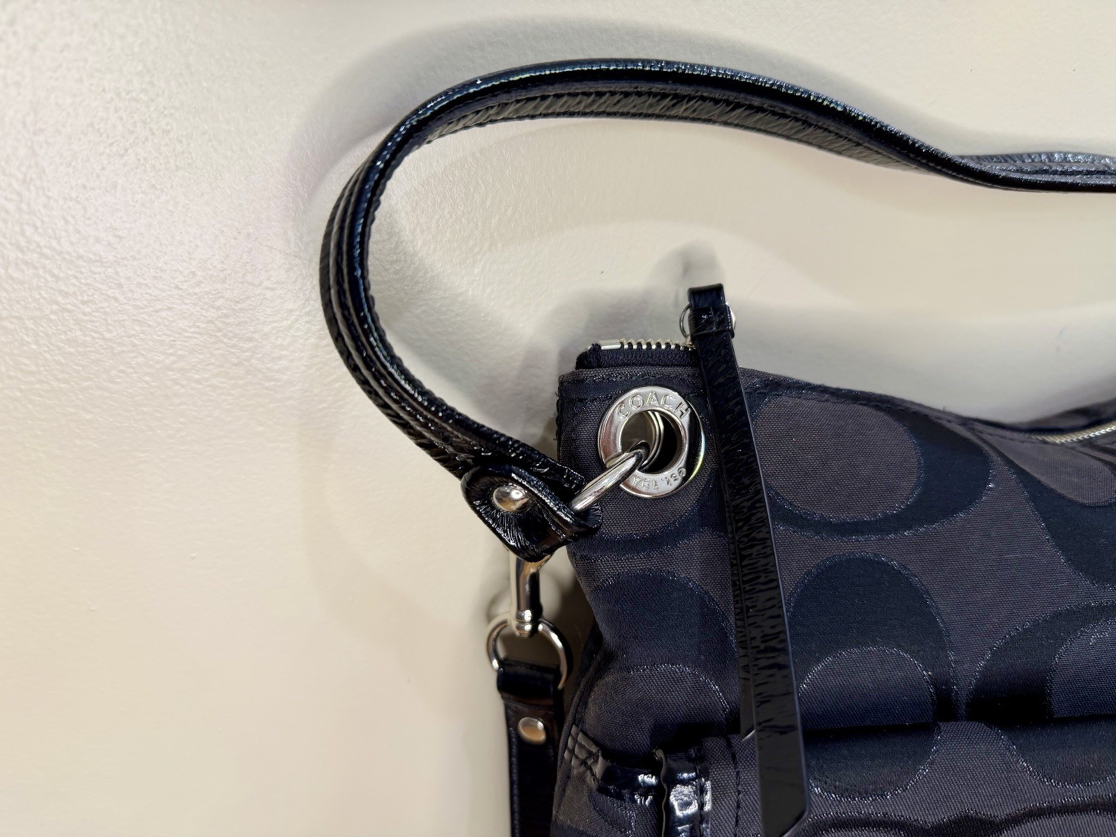 Y2K Coach 12984 Black Signature Jacquard Shoulder Crossbody Bag Detachable Strap