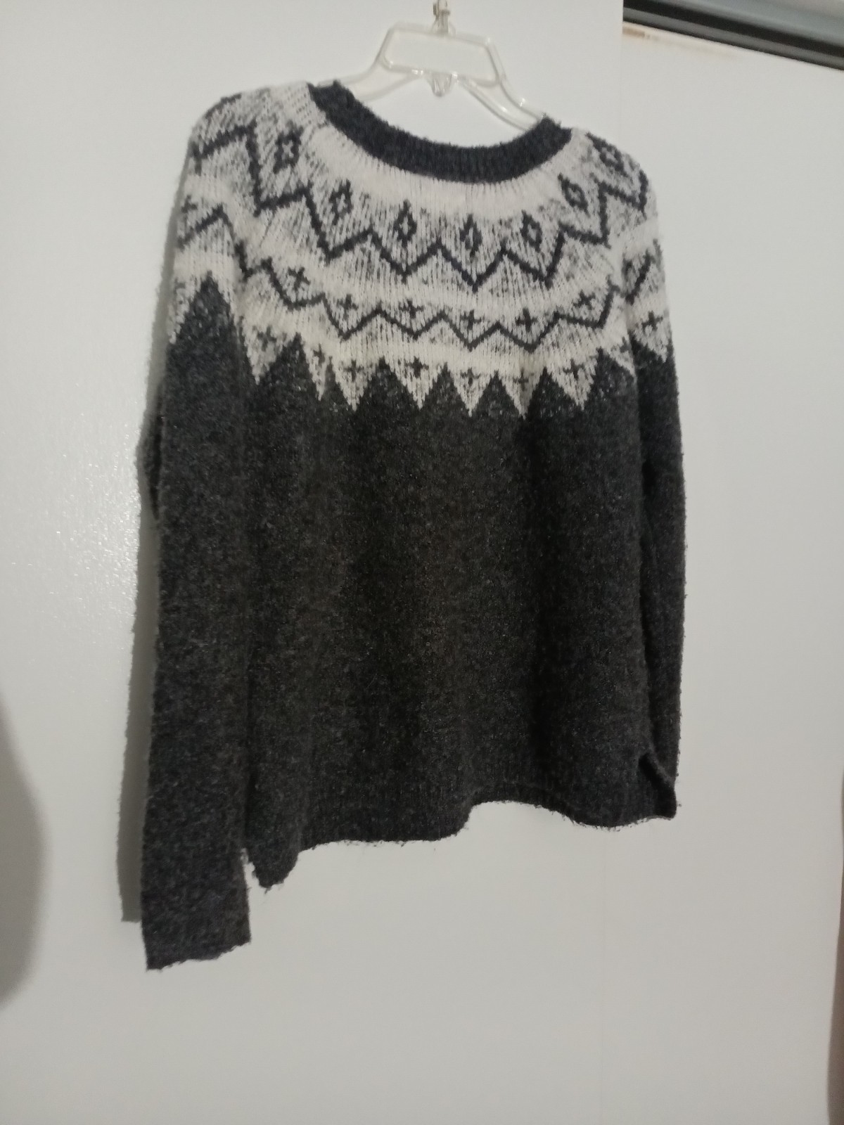 Sonoma Life + Style Women’s Fair Isle Fuzzy Knit Crew Neck Pullover Sweater M