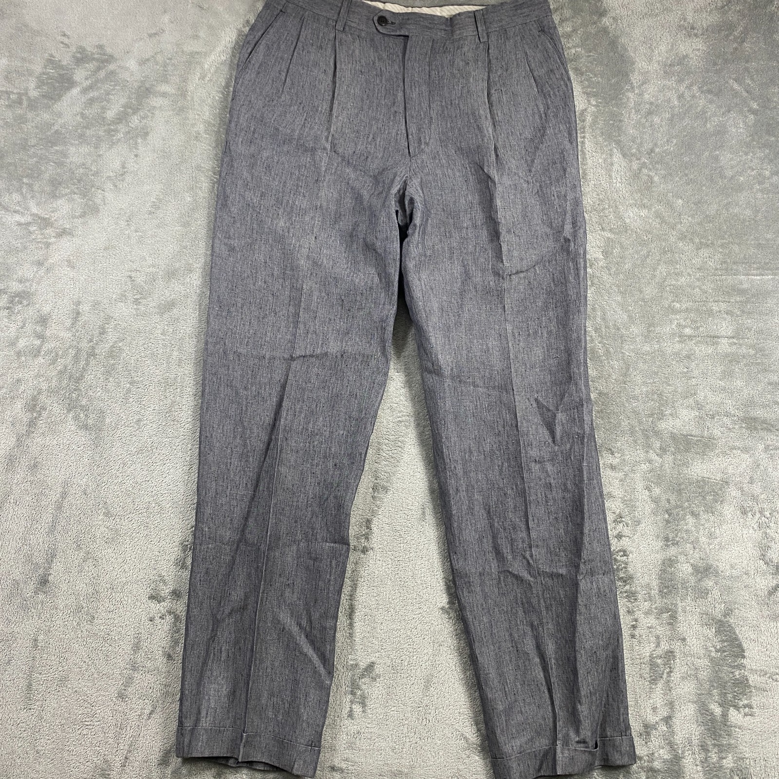 Luigi Baldo Pants Mens 34 (Fits 35×34) Grey Linen Tollegno 1900 Made in Italy