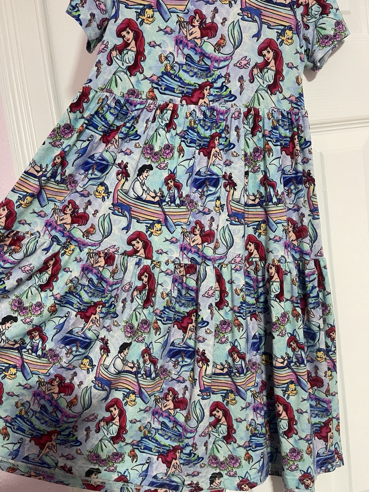 Disney Little Mermaid Dress Size 7/8 Show Stoppers Made 95% Viscose 5% Spandex