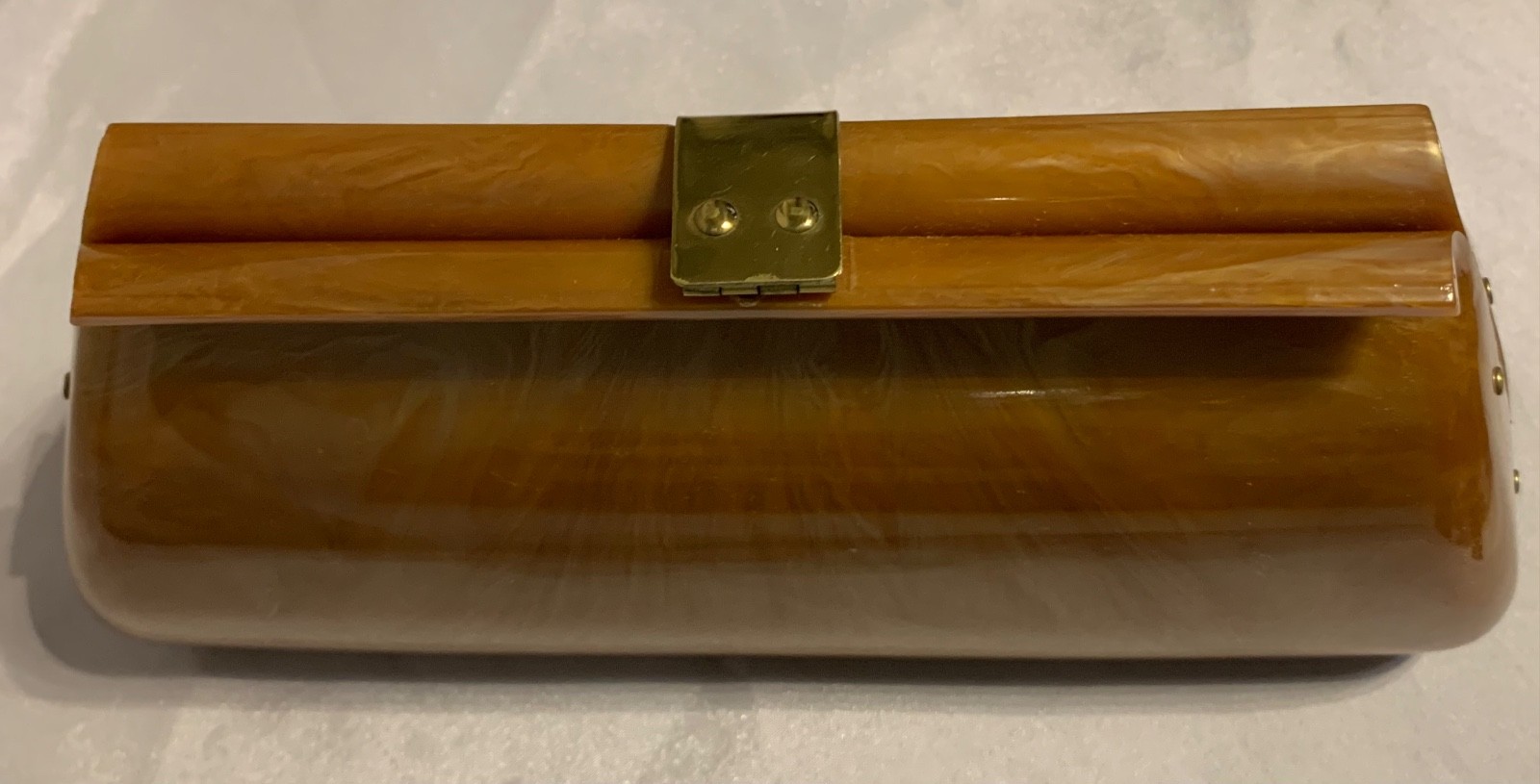 ART DECO Butterscotch TORTOISESHELL AMBER TONE BAKELITE LUCITE Clutch Purse
