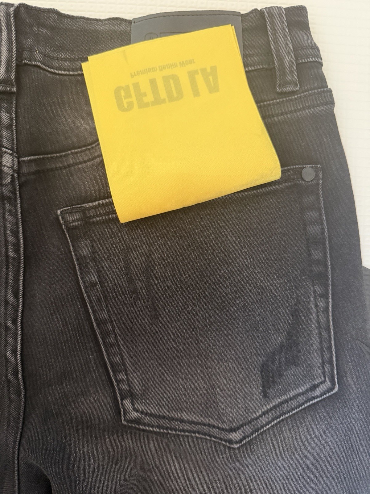 GFTD LA Men’s Black Dark Wash Slim Flared Studded Logo Denim Jeans Size 30