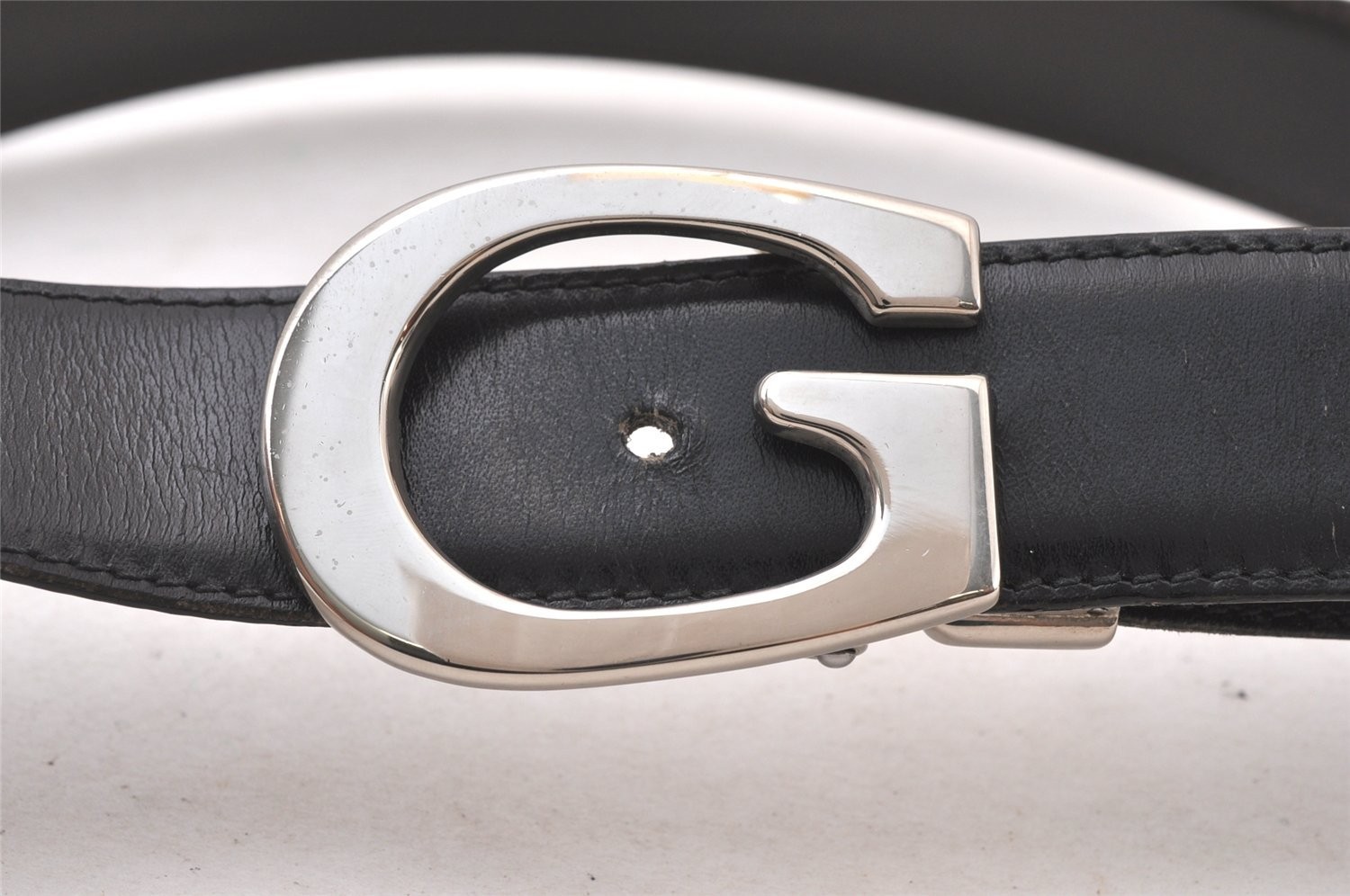 Authentic GUCCI Vintage Belt Leather Size 77-82cm 30.3-32.3″ Black 869AA