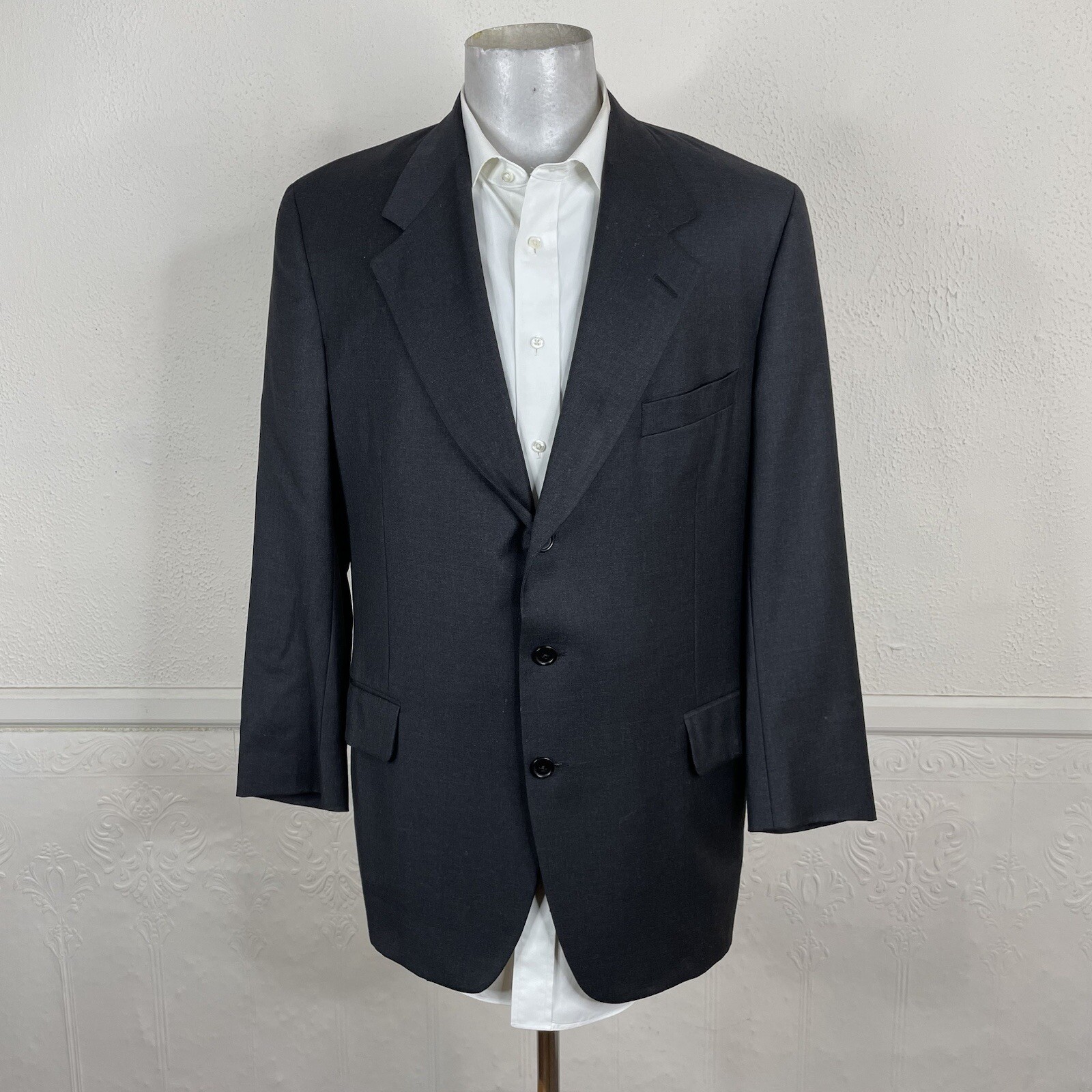 Samuelsohn Blazer Jacket Mens 42R Solid Dark Gray Dormeuil Amadeus