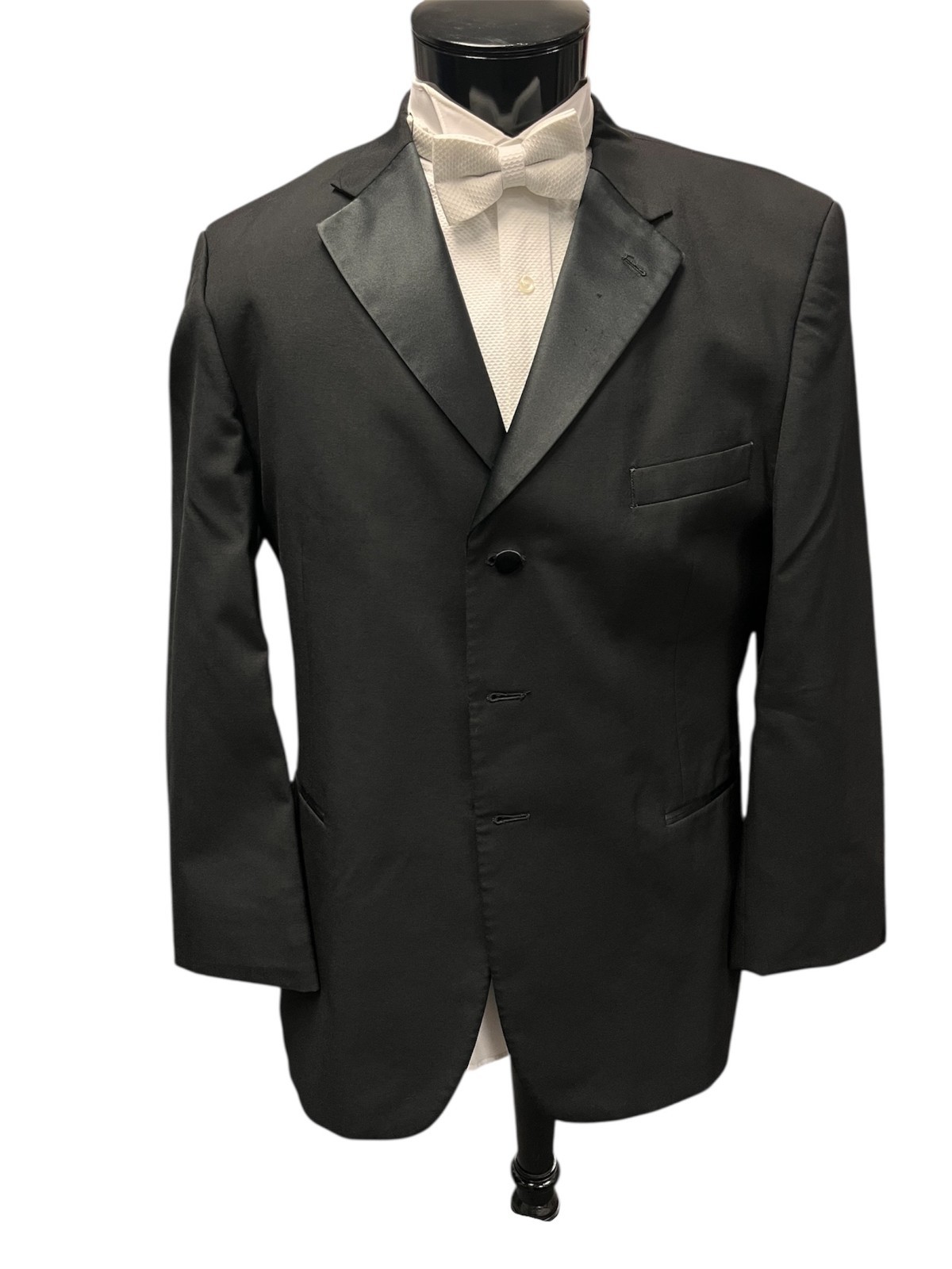 Men’s Black After Six Prado 3 Button Tuxedo Jacket Prom Wedding Formal Gala