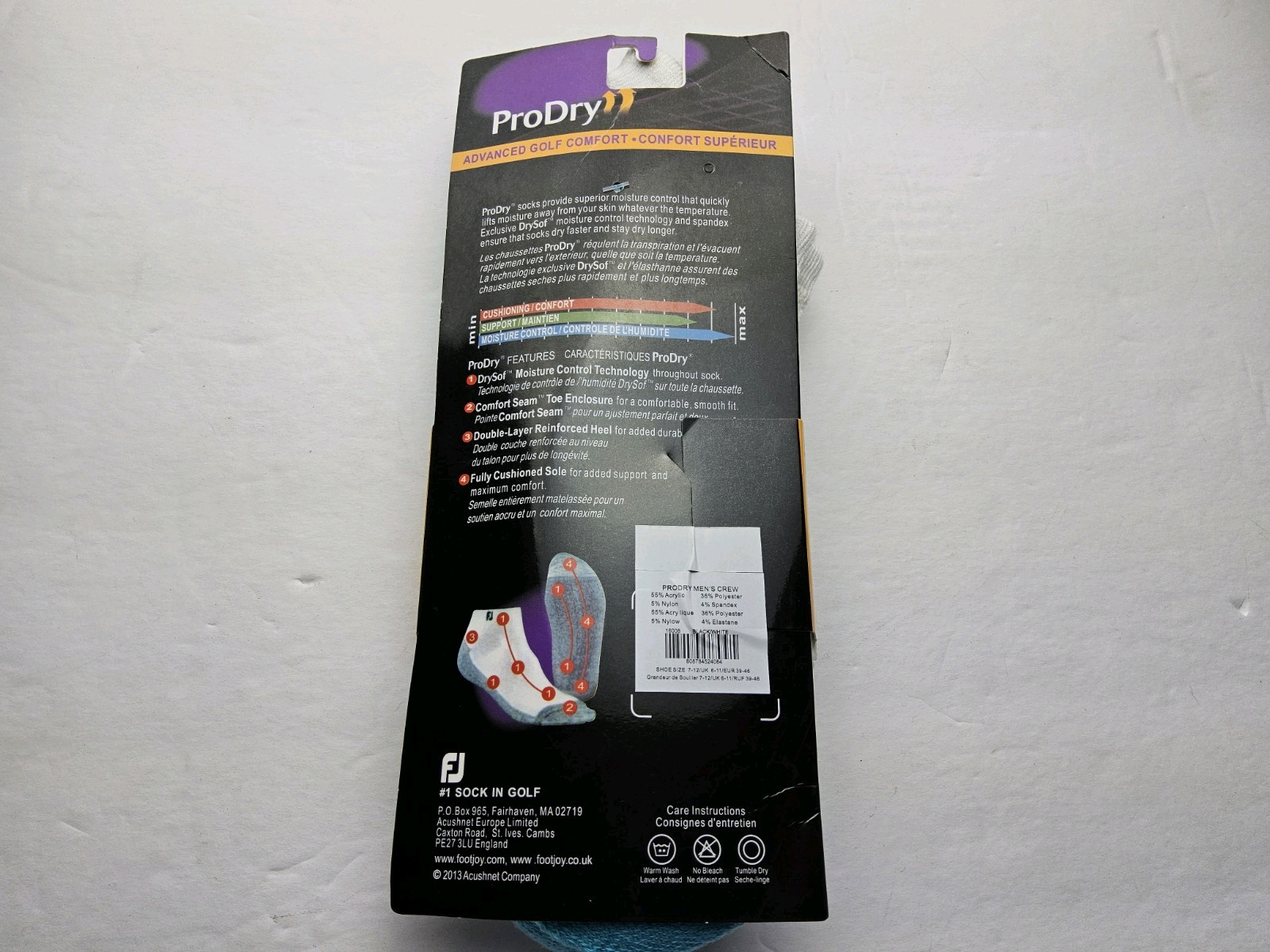 FootJoy Women’s ProDry Advanced Golf Comfort Socks Cushioned 2 Pairs One Size