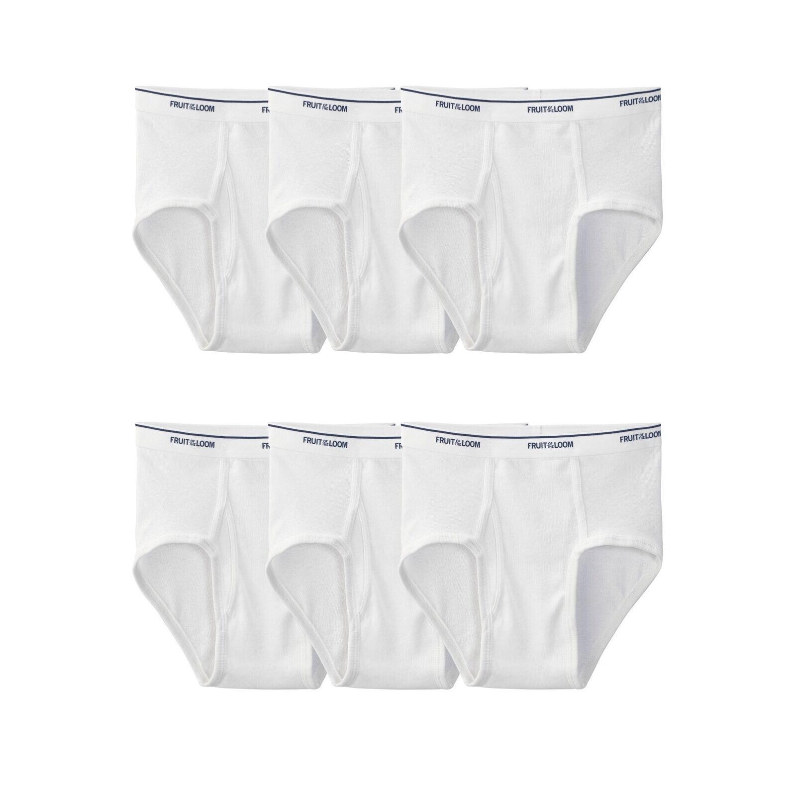 Fruit of the Loom Men’s White Briefs Underwear, 6 Pack, Sizes S-5XL