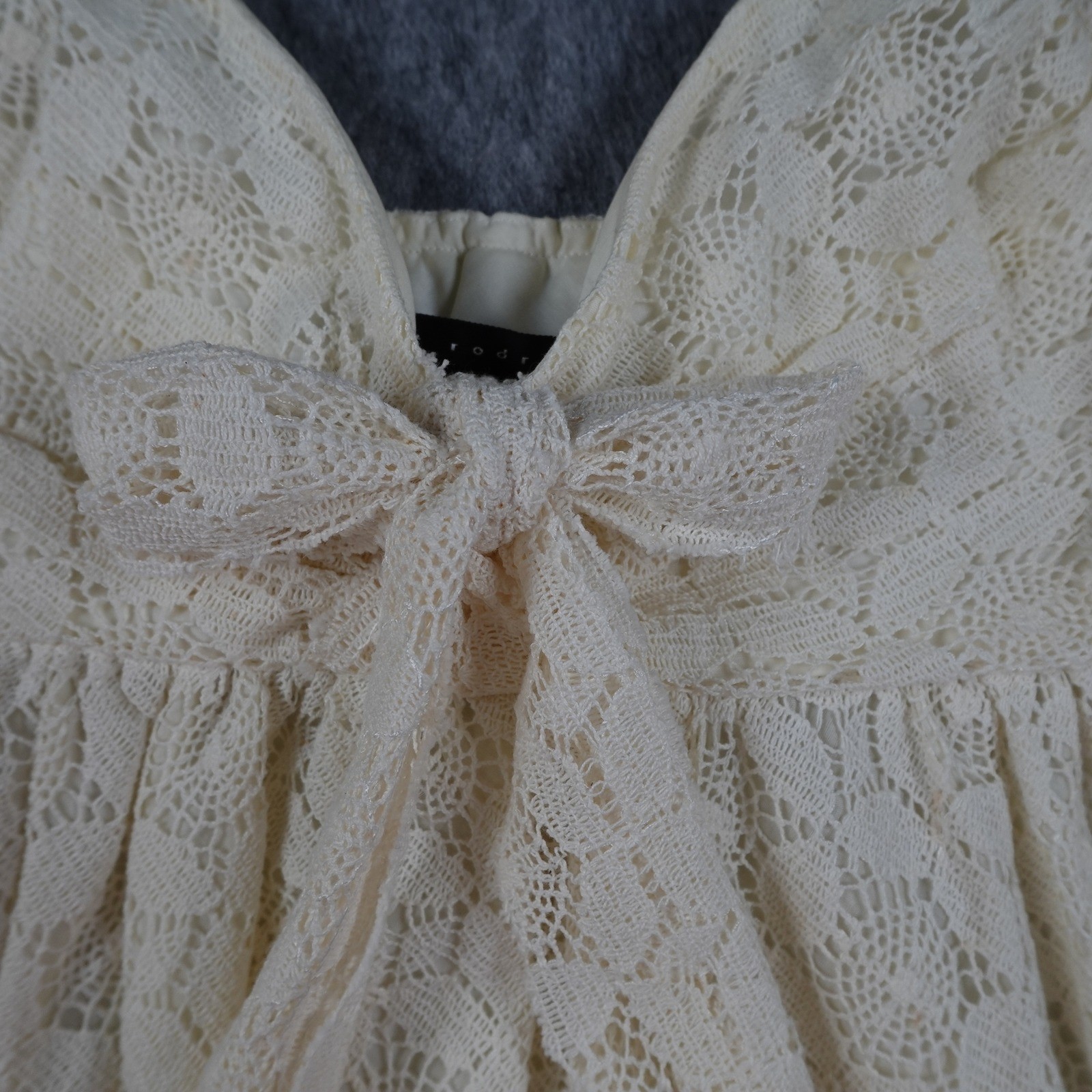 Robert Rodriguez Top Women 0 Cream Lace Bow Babydoll Camisole Coquette Victorian