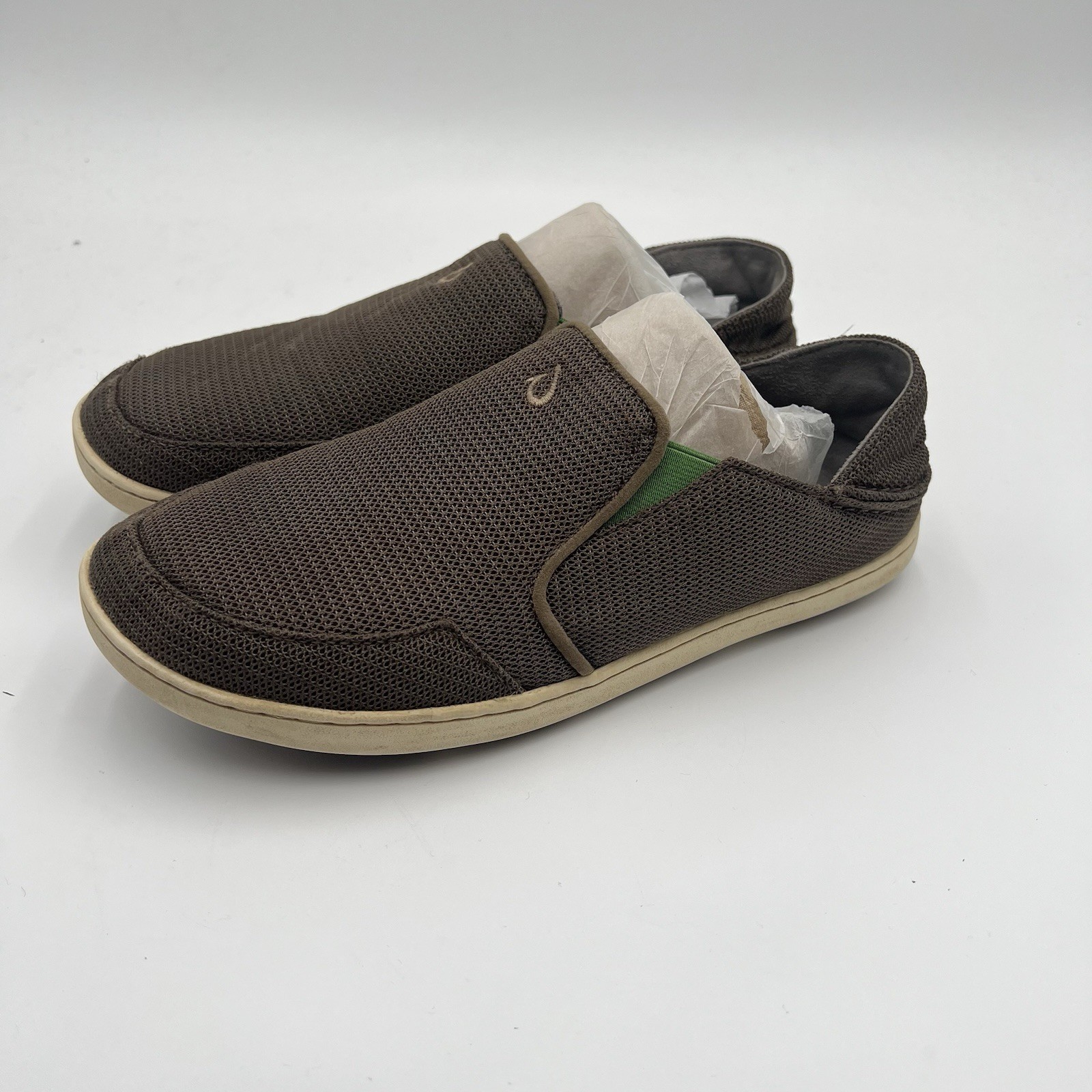 Olukai Nohea Mesh Mens 8 Slip On Loafers Brown Fold Down Heel Slide Shoe Comfort