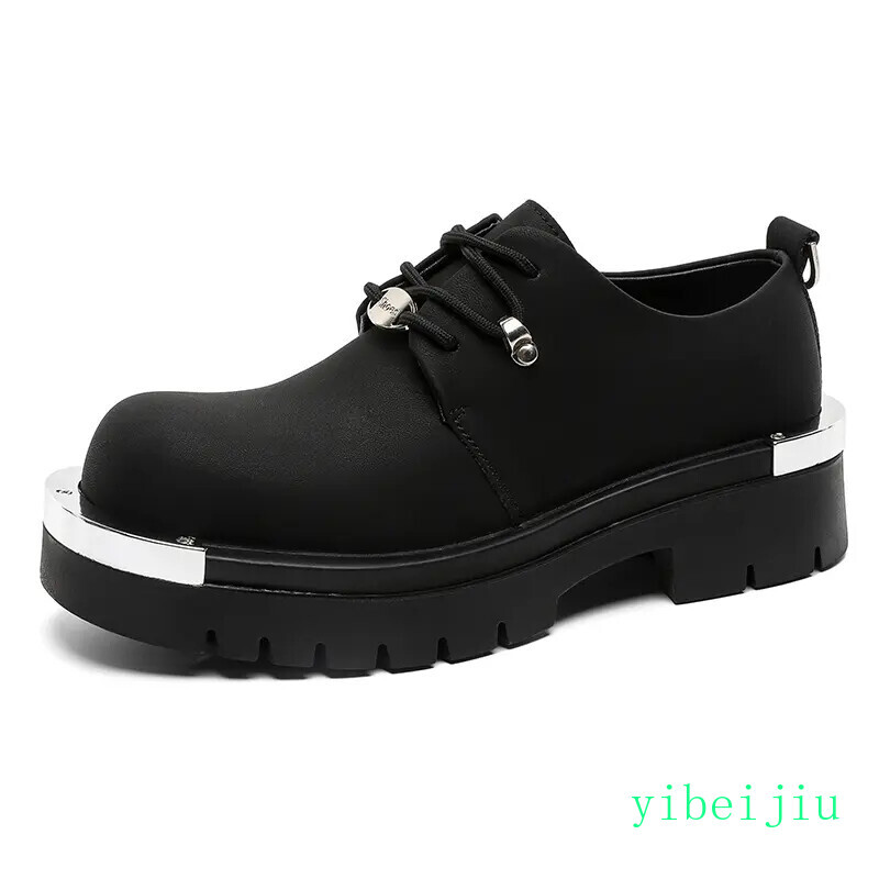 Mens Metal Round Toe Casual Lace Up Dress Formal Business Platform Fashion Shoes