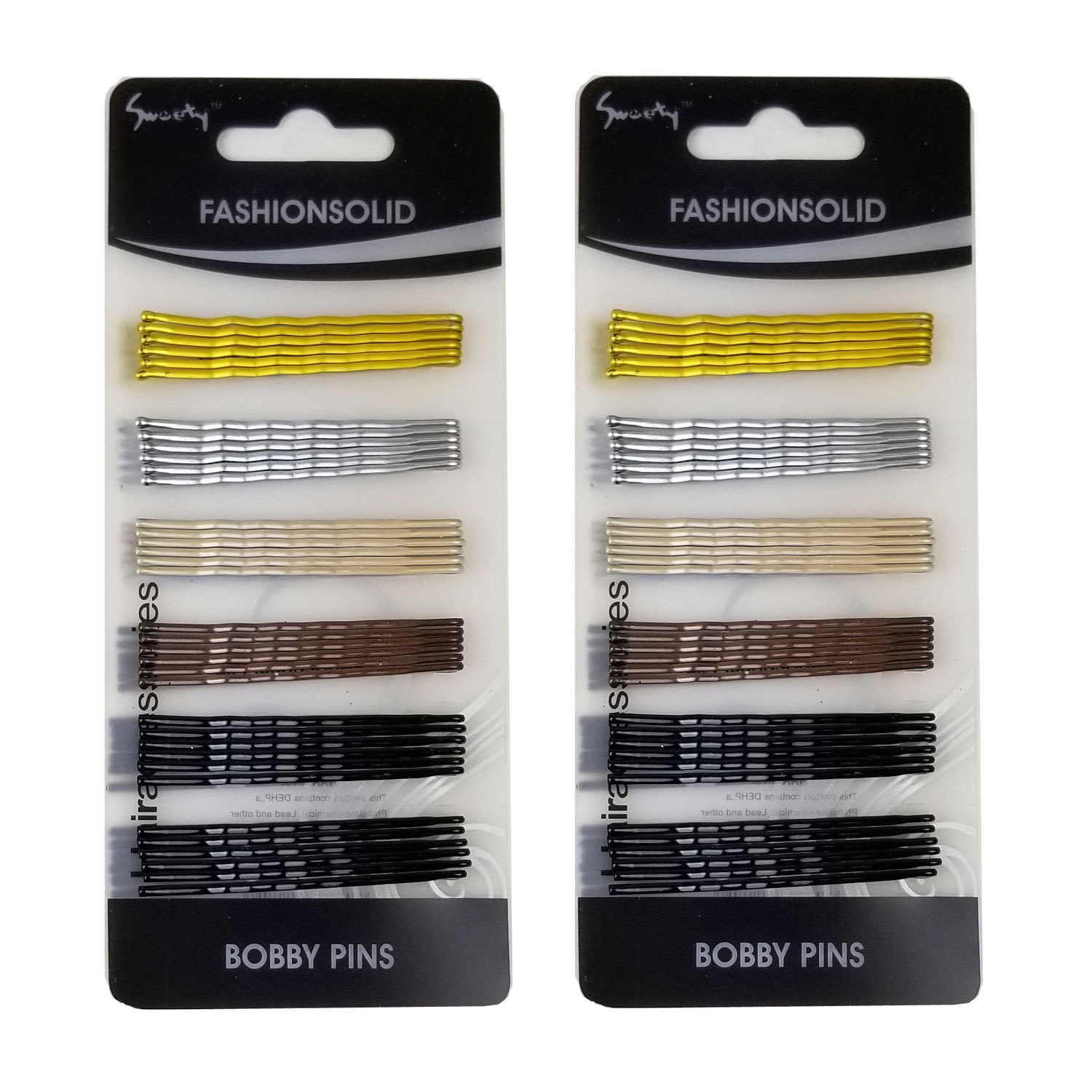 72 PCS Hair Bob Pin Bobby Pins Assorted Color FashionSolid [36 pcs x 2 unit]
