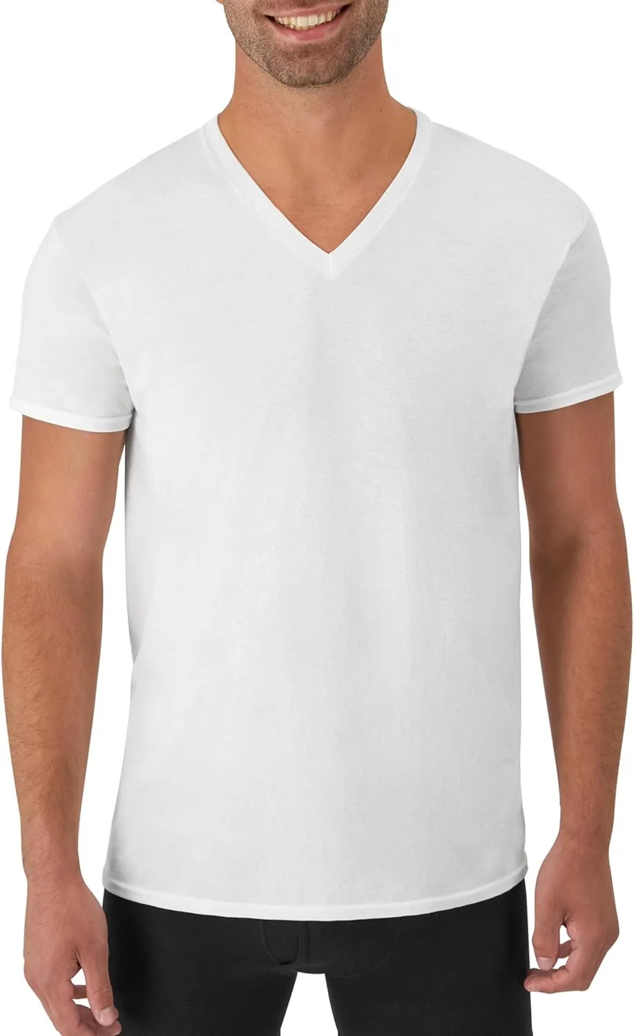 Hanes Mens V-Neck T-Shirt Pack Moisture Wicking Cotton Undershirts White