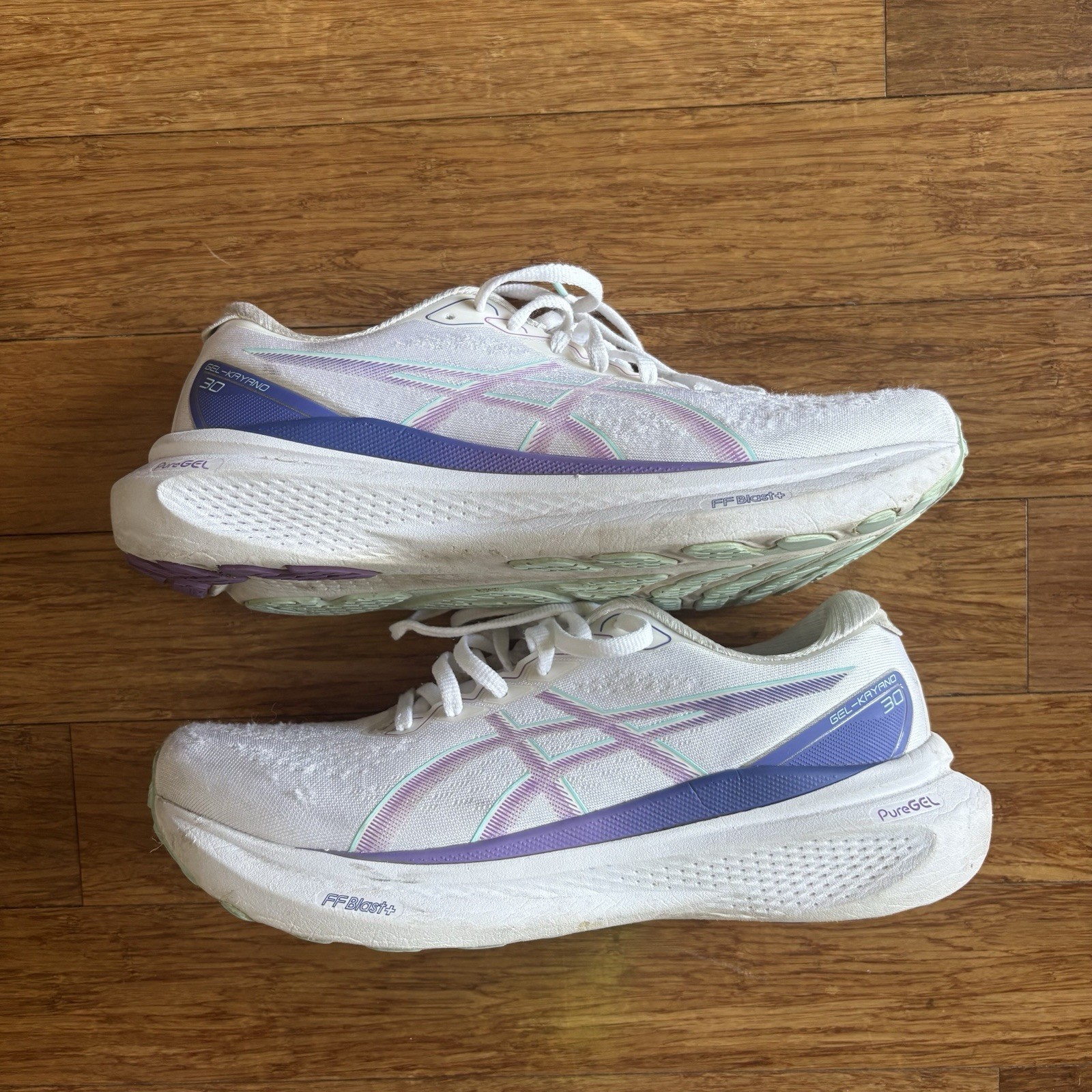 ASICS Gel Kayano 30 100 White And Purple Women’s Running Shoe Size 10