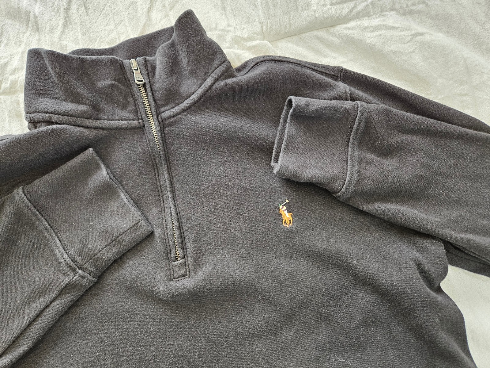 Polo Ralph Lauren Boy’s Large (14-16) 1/4 Quarter Zip Jacket Sweater Black