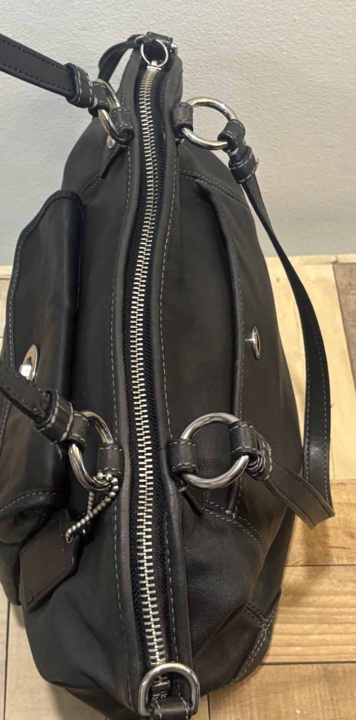 Coach Leah Black Leather Shoulder Bag 13172